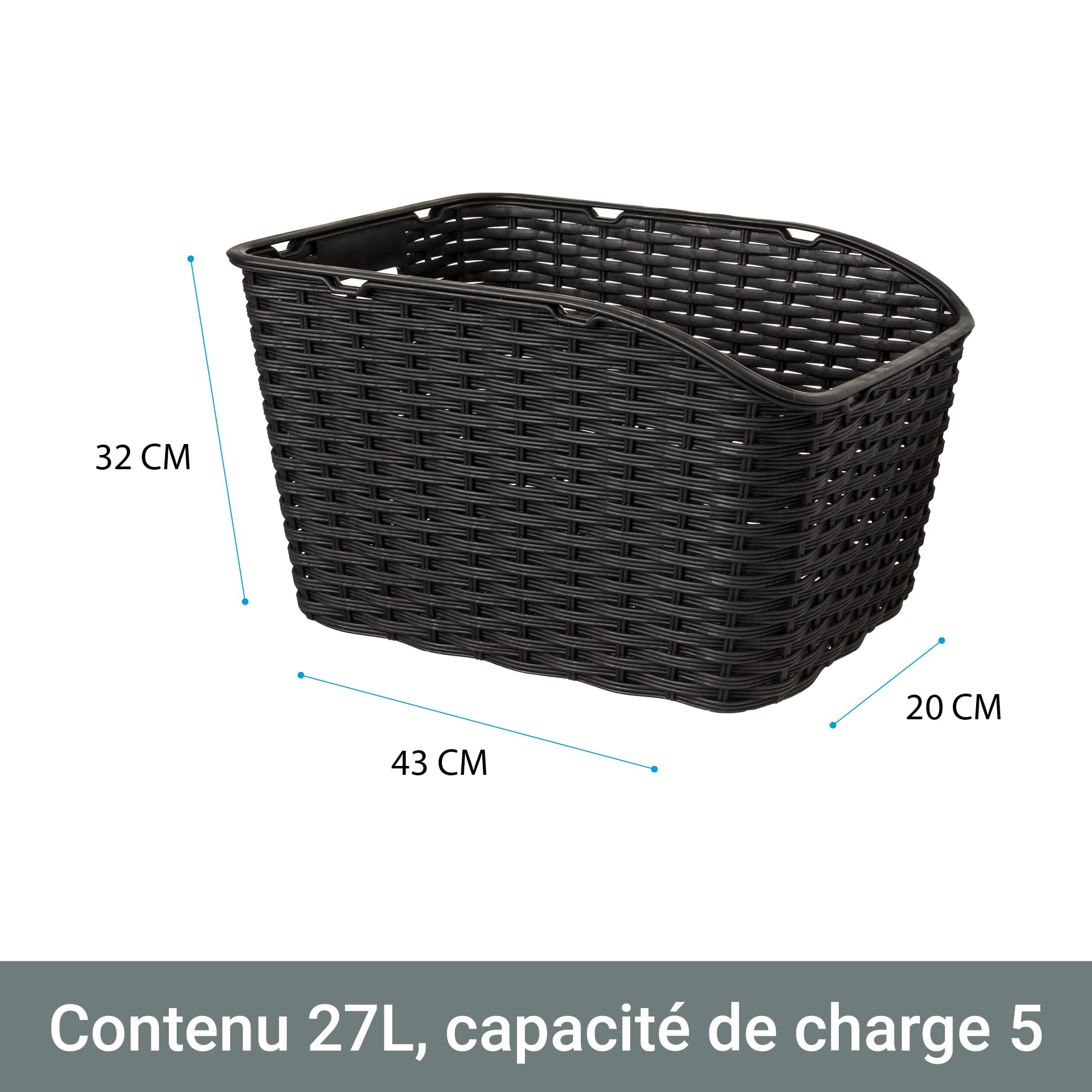 Panier Vélo Acier Noir FeNIX TL-907 Avec Accolades Réglables 20-29 Pouces (Neuf)