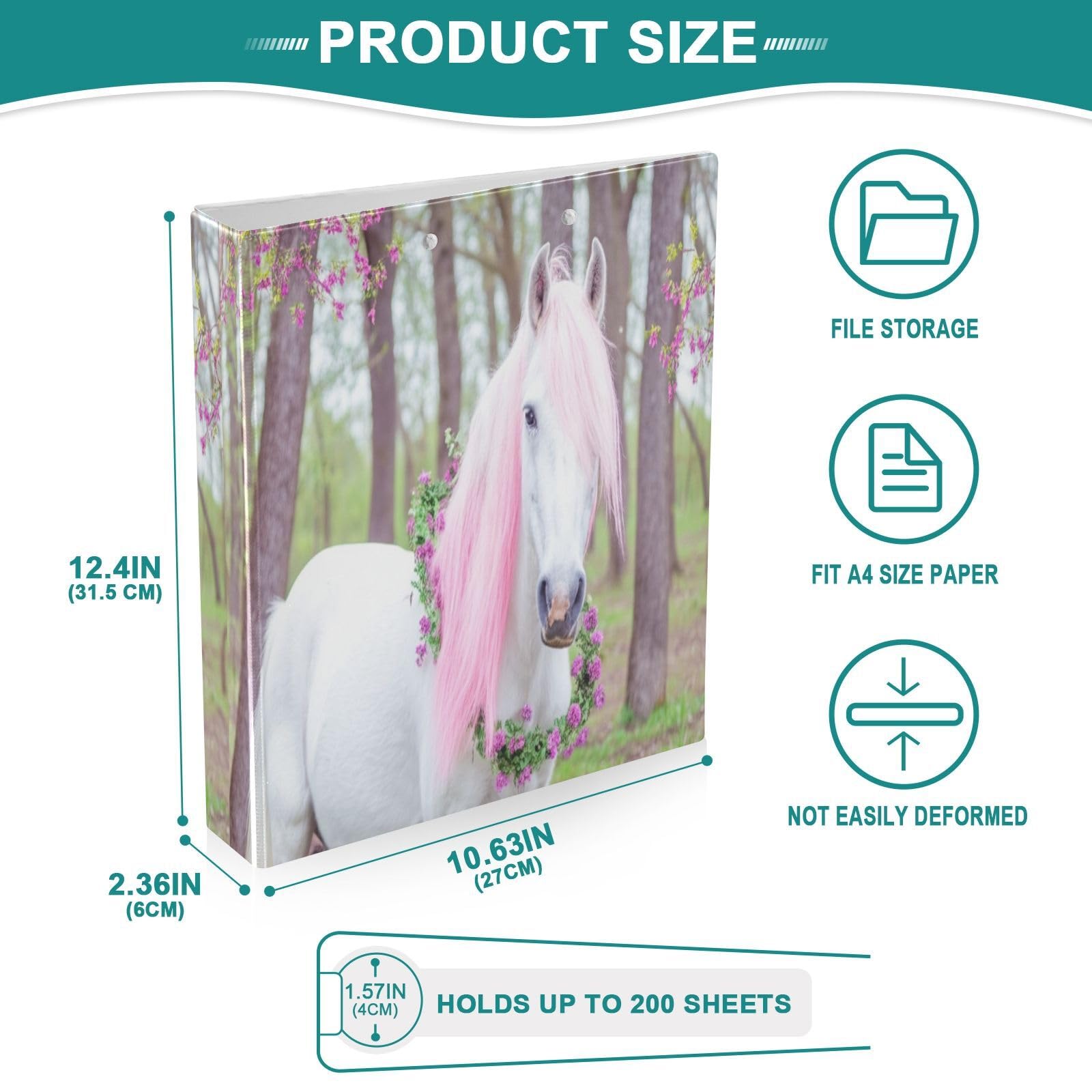 White Horse - Raccoglitore a 3 anelli con molla, 3 anelli, 3,8 cm, con portablocco grande, 3 raccoglitori per scuola, università, ufficio (confezione da 2)