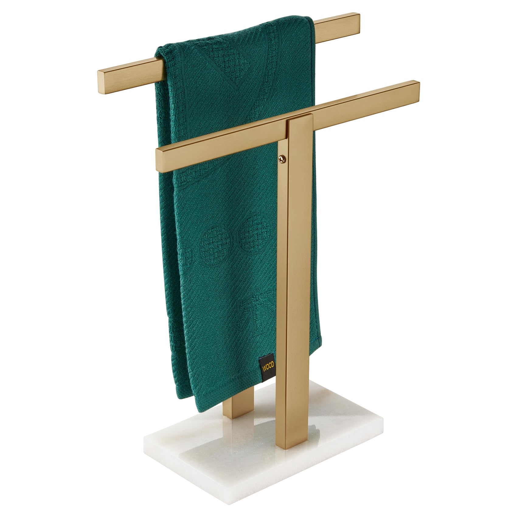 KOKOSIRI Hand Towel Bars Standing Towel Racks with Marble Base for Bathroom Kitchen Vanity Countertop, Champagne Bronze Stainless Steel 15.7'' Height THS0001-SM-CPG