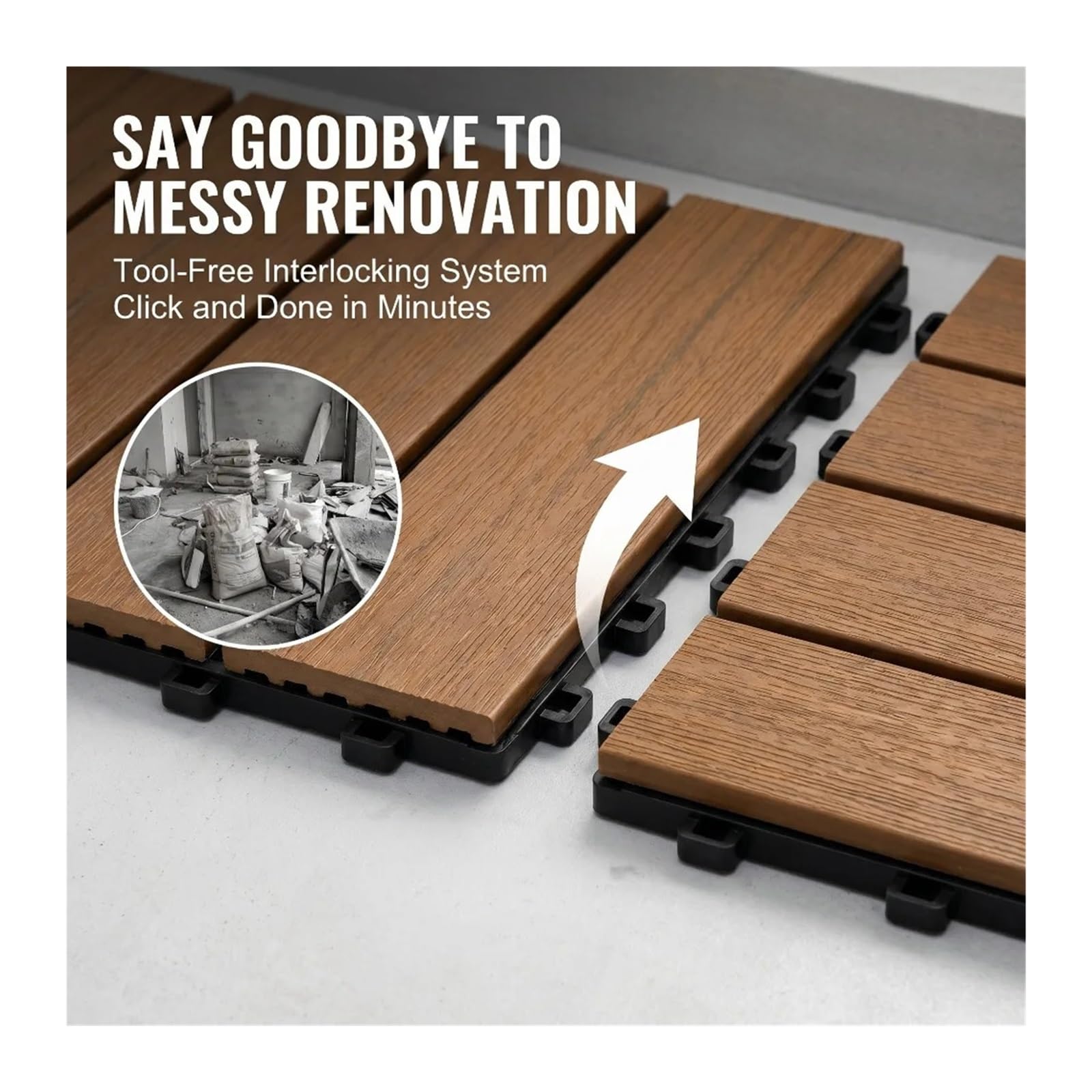 Piastrelle for pavimenti in legno ad incastro Pavimentazione esterna anticorrosione for balcone Terrazza Cortile Pavimentazione a terra Pavimentazione impermeabile