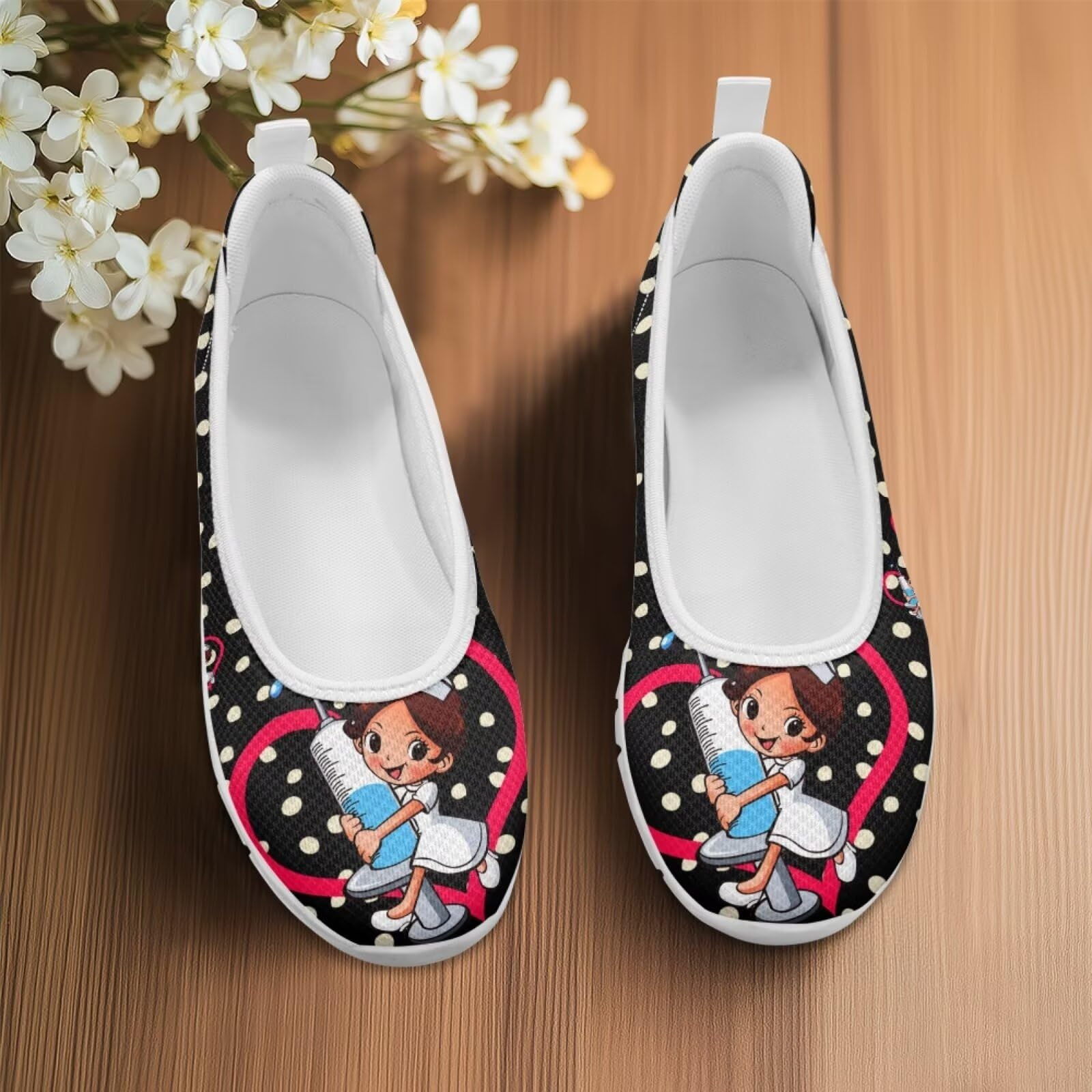 chaqlin Tenis para mujer, cómodos, sin cordones, planos, para caminar, para enfermería, tenis para mujer
