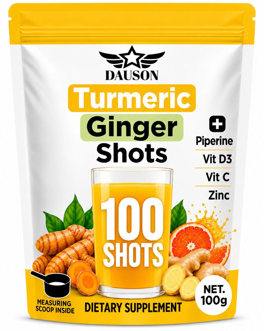 Turmeric Ginger Shots | Herbal Supplements with Stevia