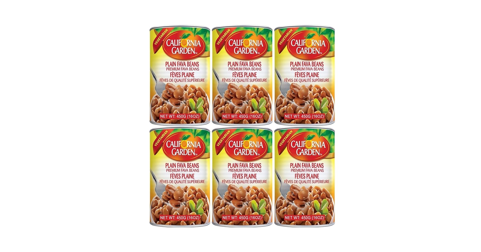 California Garden - Premium Fava Beans, Plain (6 Pack) 15.9oz x 6