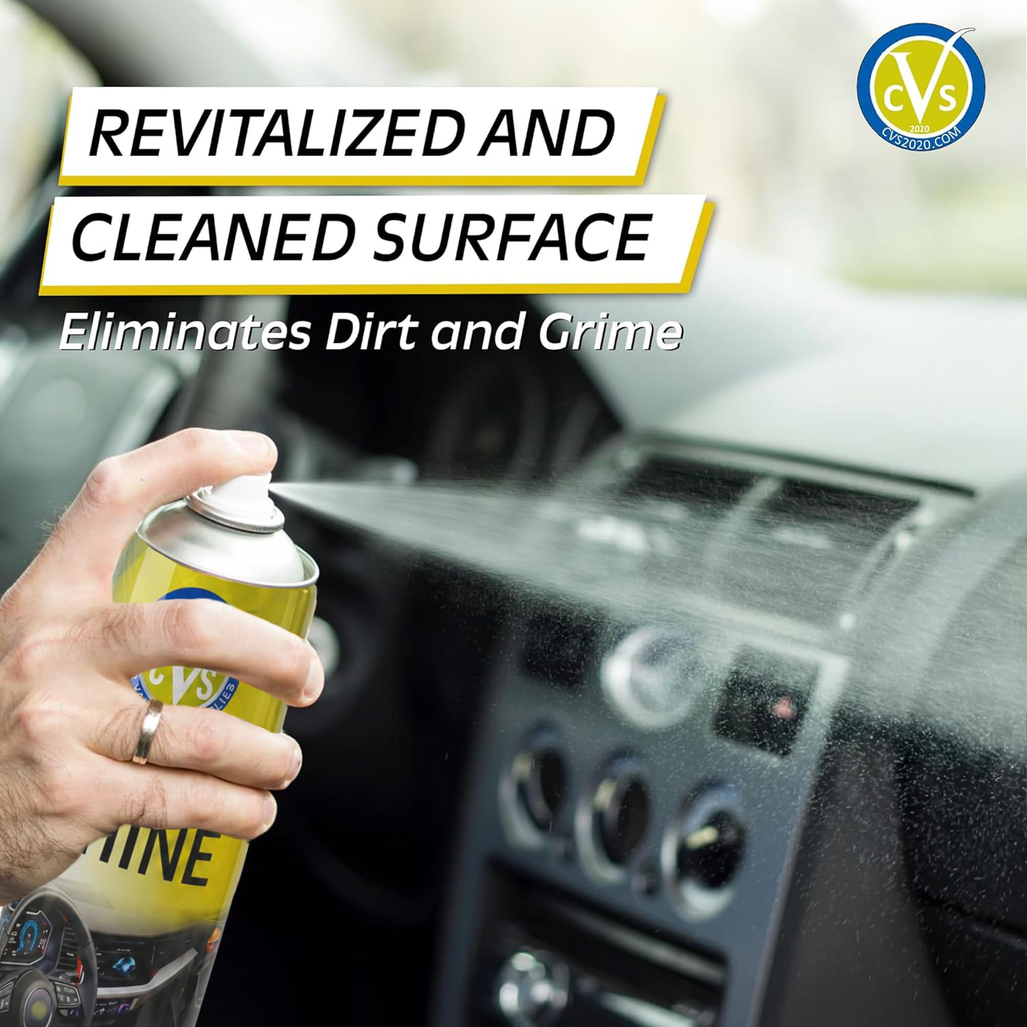 CVS Dashboard Shine - Spray in silicone lucidante: pulisce, lucida e protegge gli interni dell'auto, ripristina la lucentezza, rimuove sporco, polvere e residui, profumo di limone, 500 ml, confezione