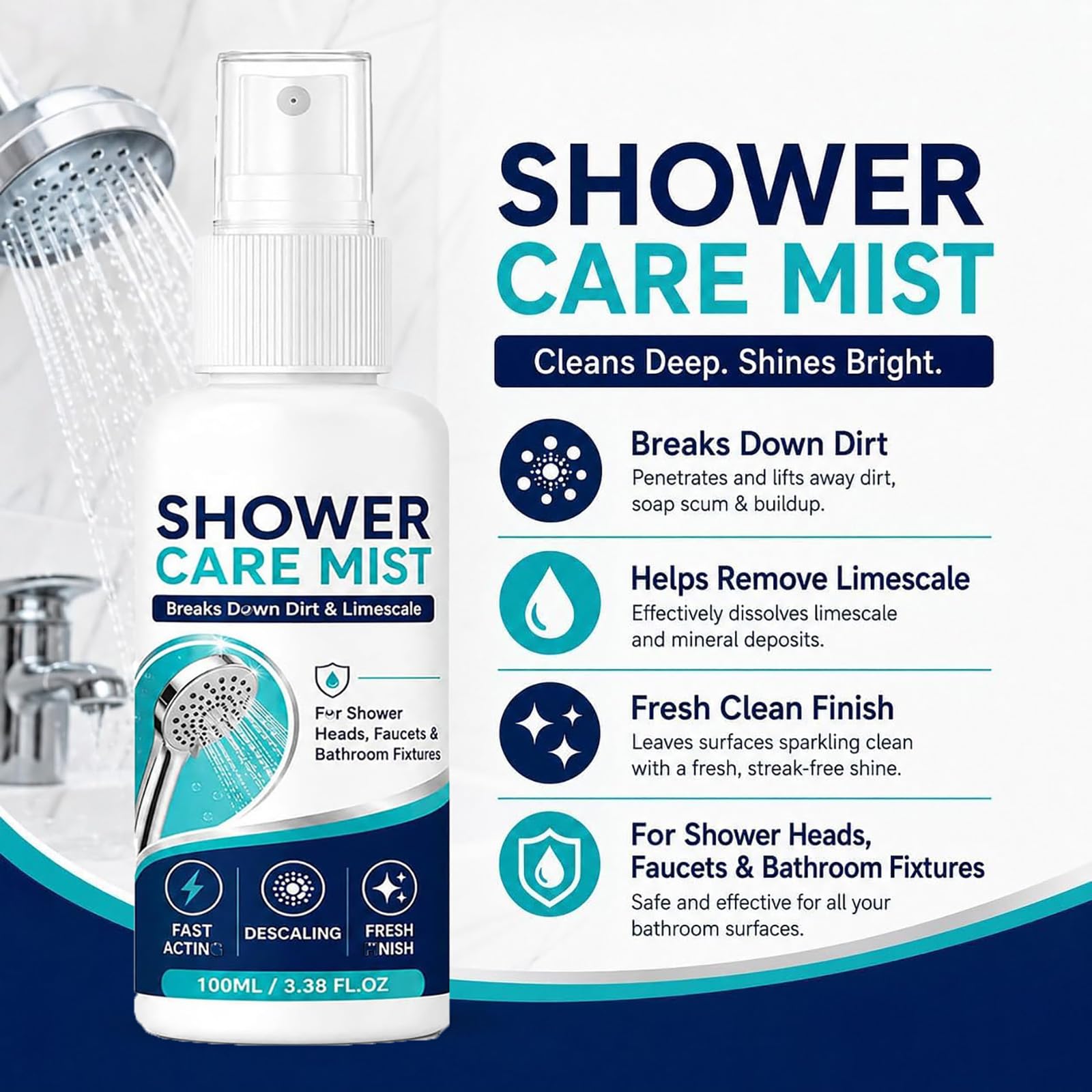 Spray anticalcare a rapida azione per doccia (3pcs)