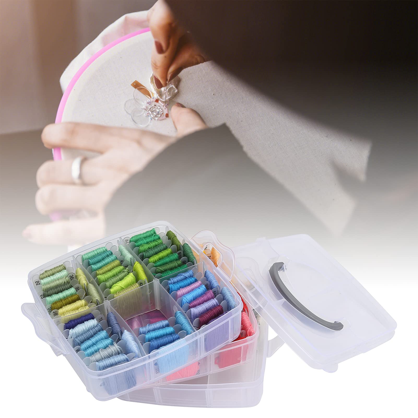 Filo da ricamo Kuuleyn Filo per macchina da cucire Set di fili da ricamo Filo da cucito per bordo in plastica da 150 colori