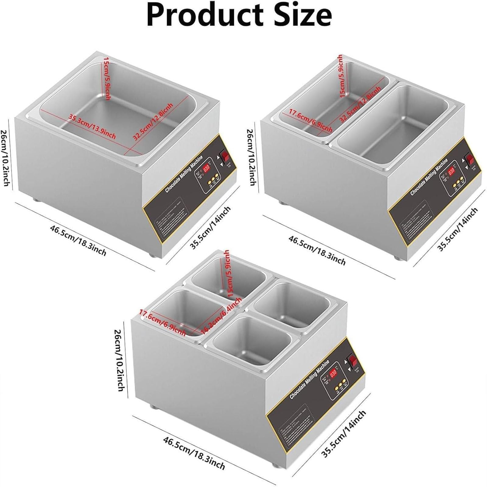 Crogiolo per Cioccolato,Temperatrice Elettrica per Cioccolato, Regolabile da 0 ℃ A 95 ℃,scioglitore di Cioccolato 500 W,Pentola per Preparare Cioccolato E Caramelle,220V-2tank