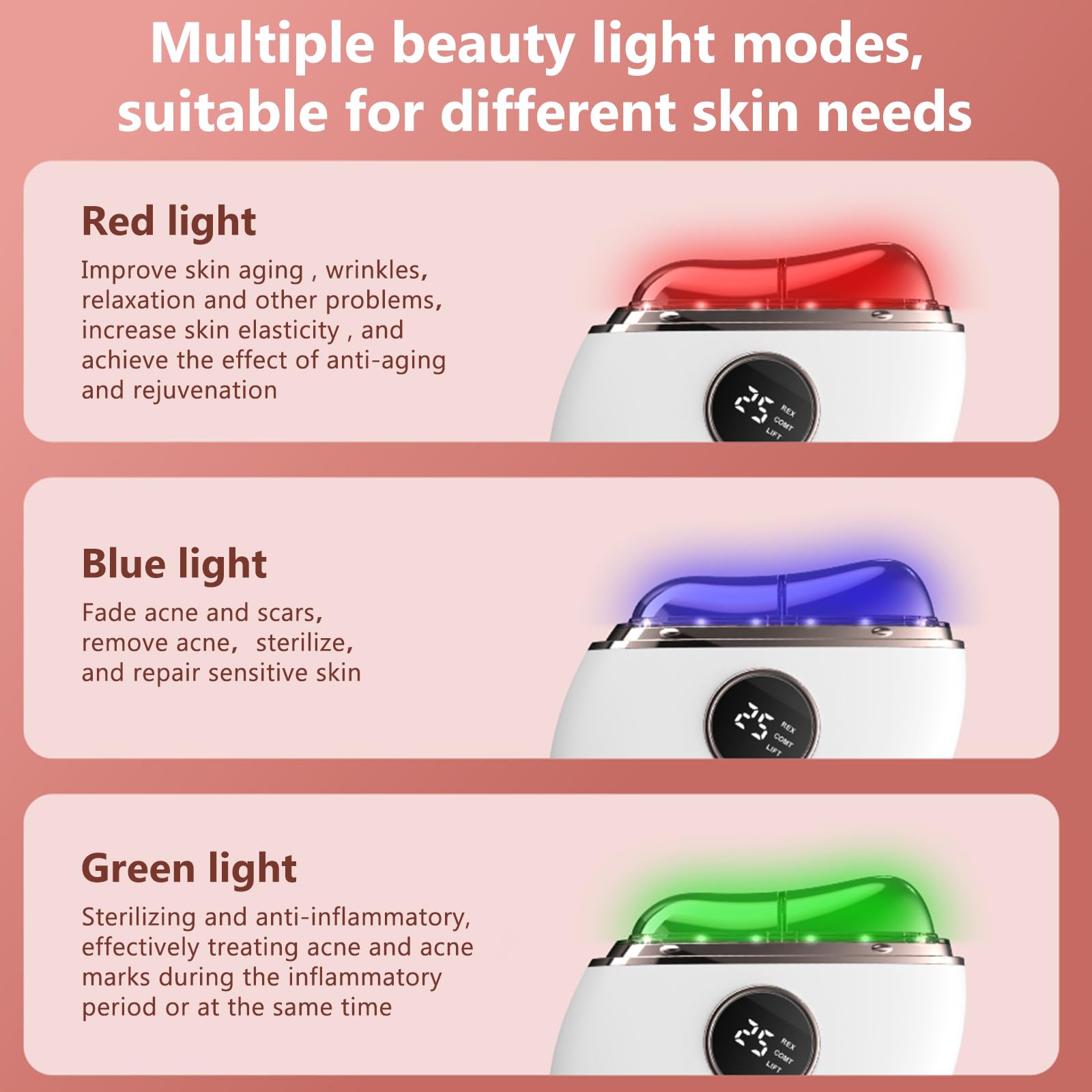 EMS Gua Sha Gesichtsmassagegerät,Gua Sha Elektrisch mit Vibration & Wärme,LED Blau, Grün & Rotlicht Face Lifting Gerät Face Massager für Gesicht Anti Falten Anti Aging
