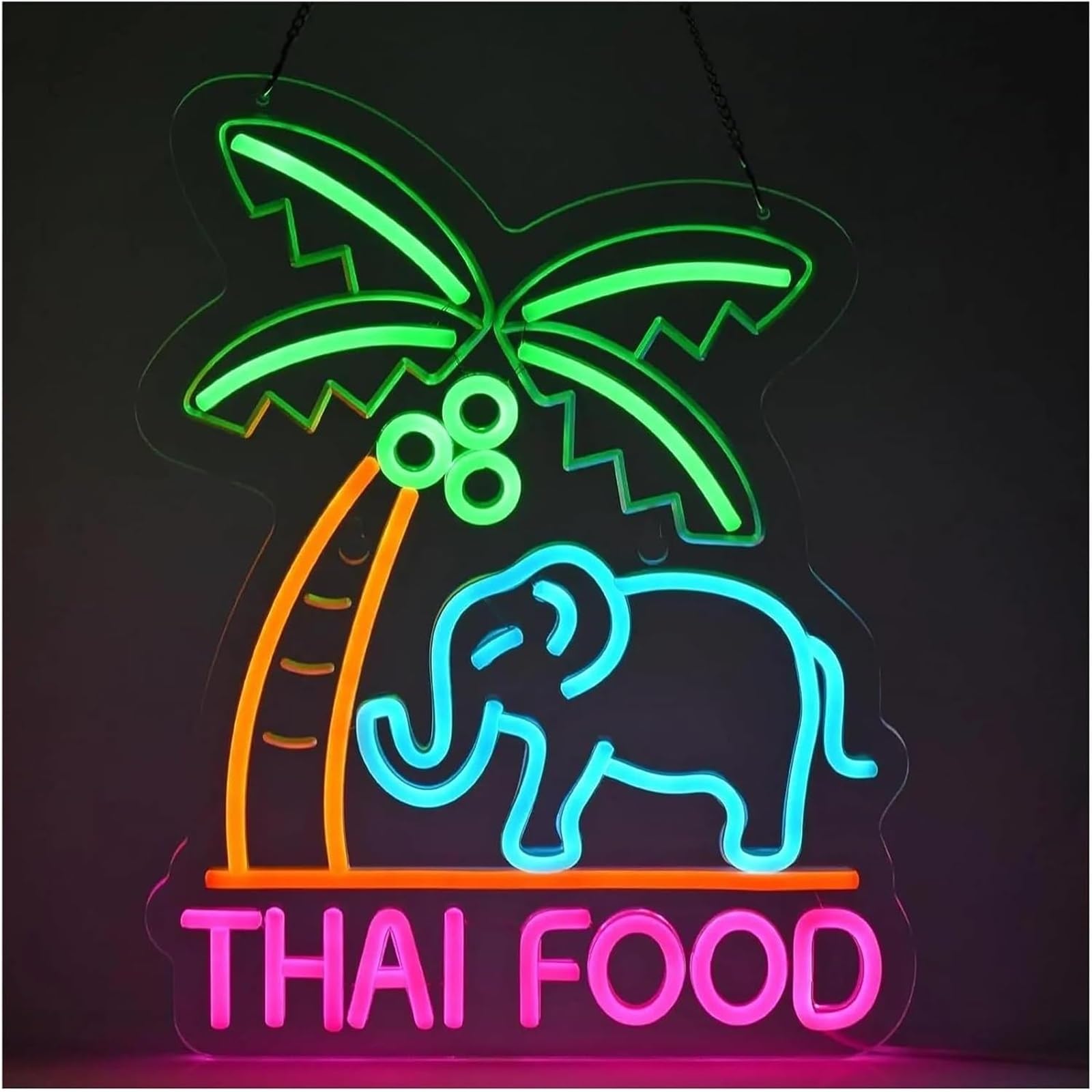Enseigne lumineuse LED « THAI FOOD » pour un restaurant thaïlandais de cuisine, magasin d'alimentation d'Asie du Sud-Est