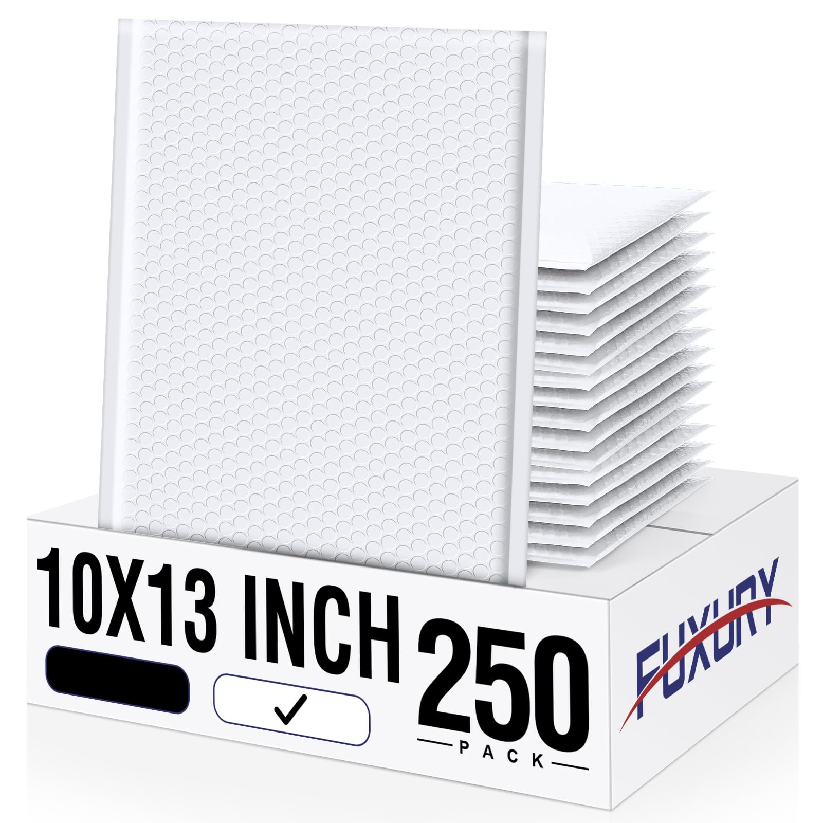 Fuxury Bubble Mailers 10x13 Inch White 250 Pack Bulk Padded Envelopes
