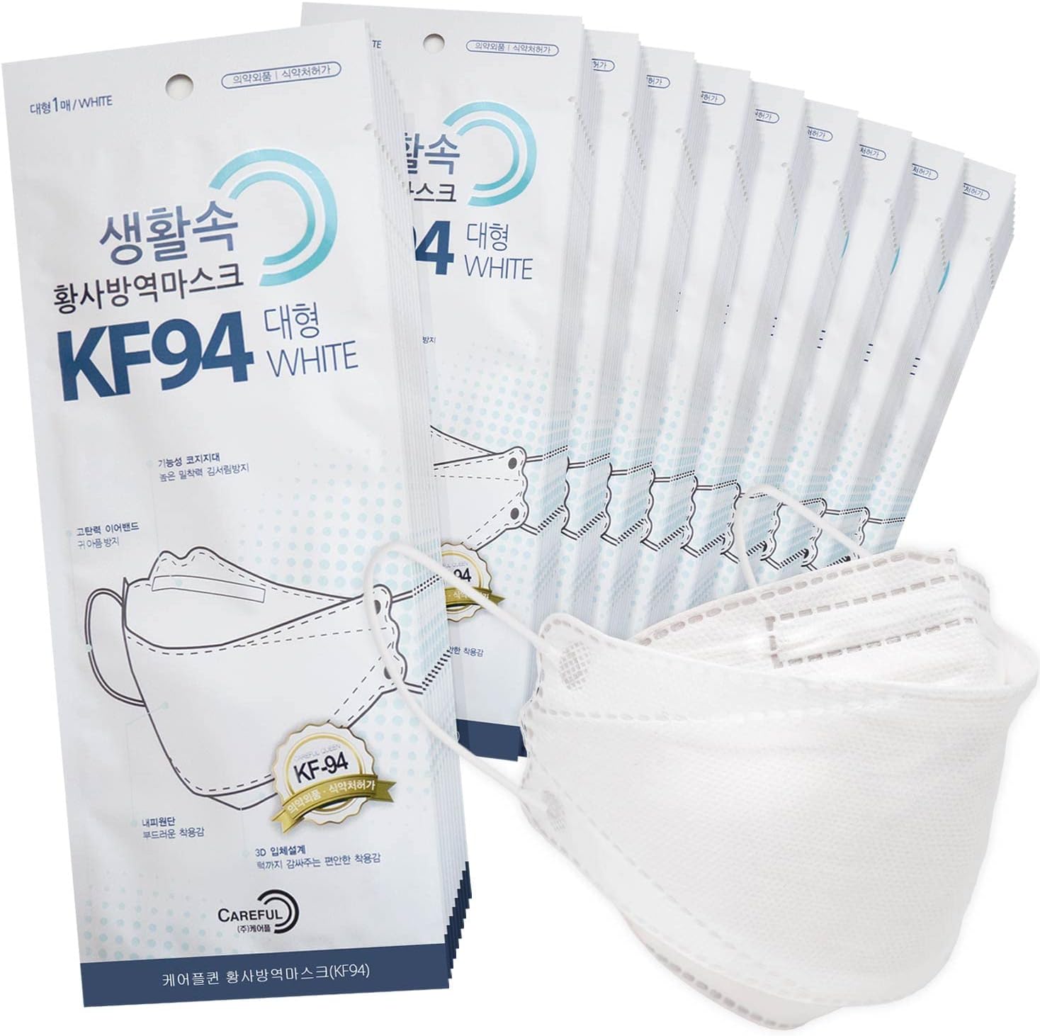 [ヘアマーケット] CAREFUL KF94 マスク 韓国製 5/10/20/100枚 セット ケアフル マスク 大人用