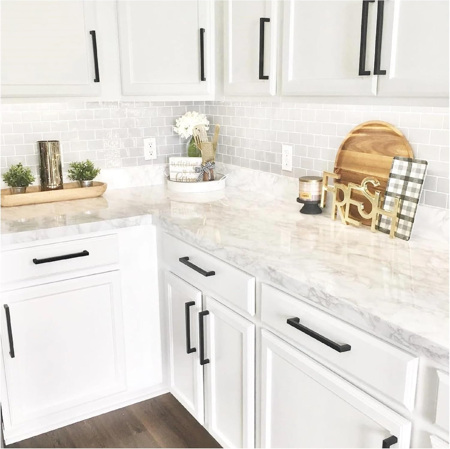 EZ FAUX DECOR Vinyl Countertop Update Wrap 36" x 120" Waterproof White Marble Contact Paper Countertop Adhesive Covering Formica Laminate Removable Wallpaper Peel and Stick Backsplash