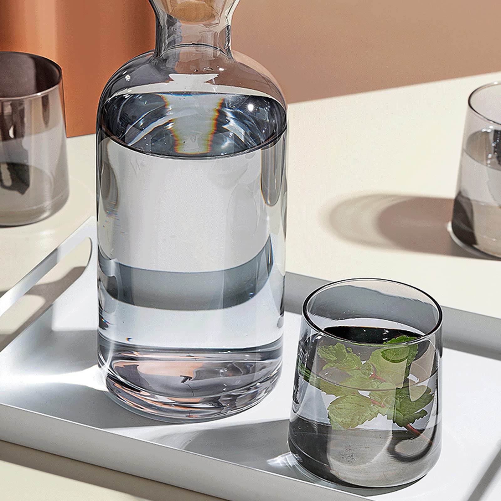 Juego de 6 vasos cristal 9 onzas for zumo, leche, té, desayuno, bebida, whisky, cristalería, juego for el hogar(Gray)
