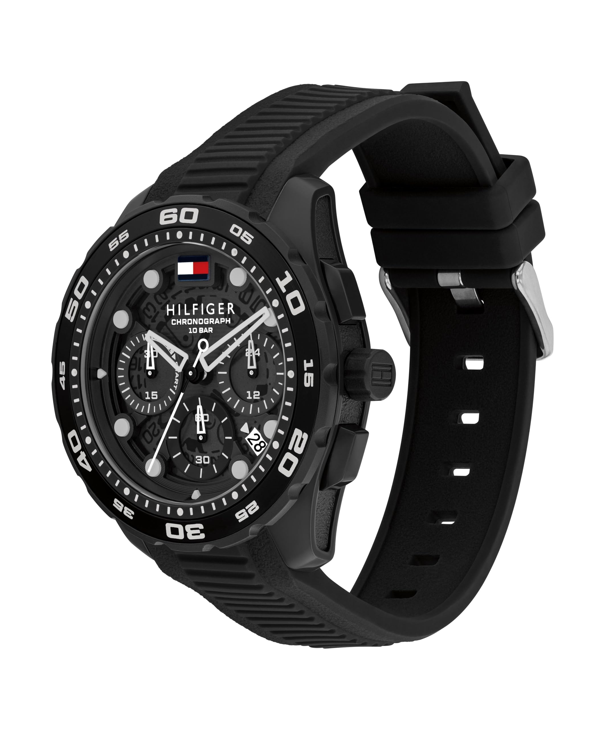 Tommy Hilfiger Reloj Cronógrafo de Cuarzo con Calendario para Hombre con Correa de Silicona Negra - 1792233