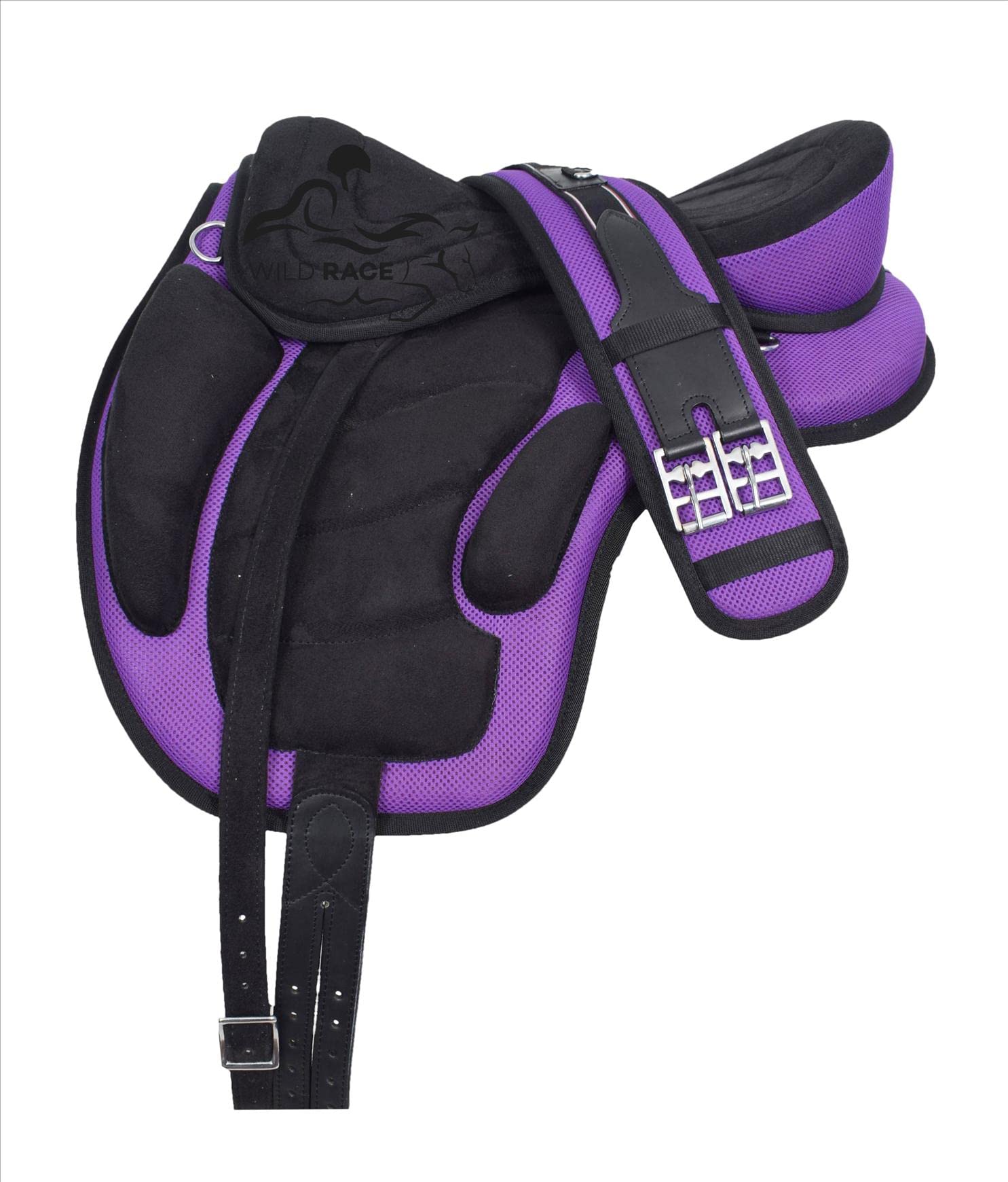 WILD RACE Freemax Treeless Saddle, Available in 13 Colors 9 Sizes (16.5", Purple)