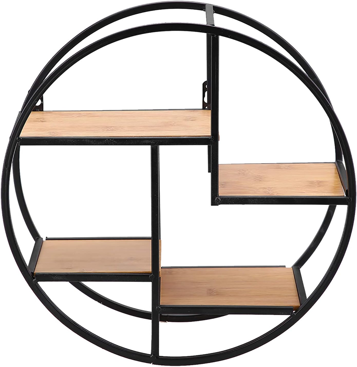 GOTOTOP Round Hanging Wall Mounted Metal Floating Shelf Display Unit with Storage Shelves Art Wall Bookshelf Cubes for Home Decor Holder, 37 x 37 x 14cm