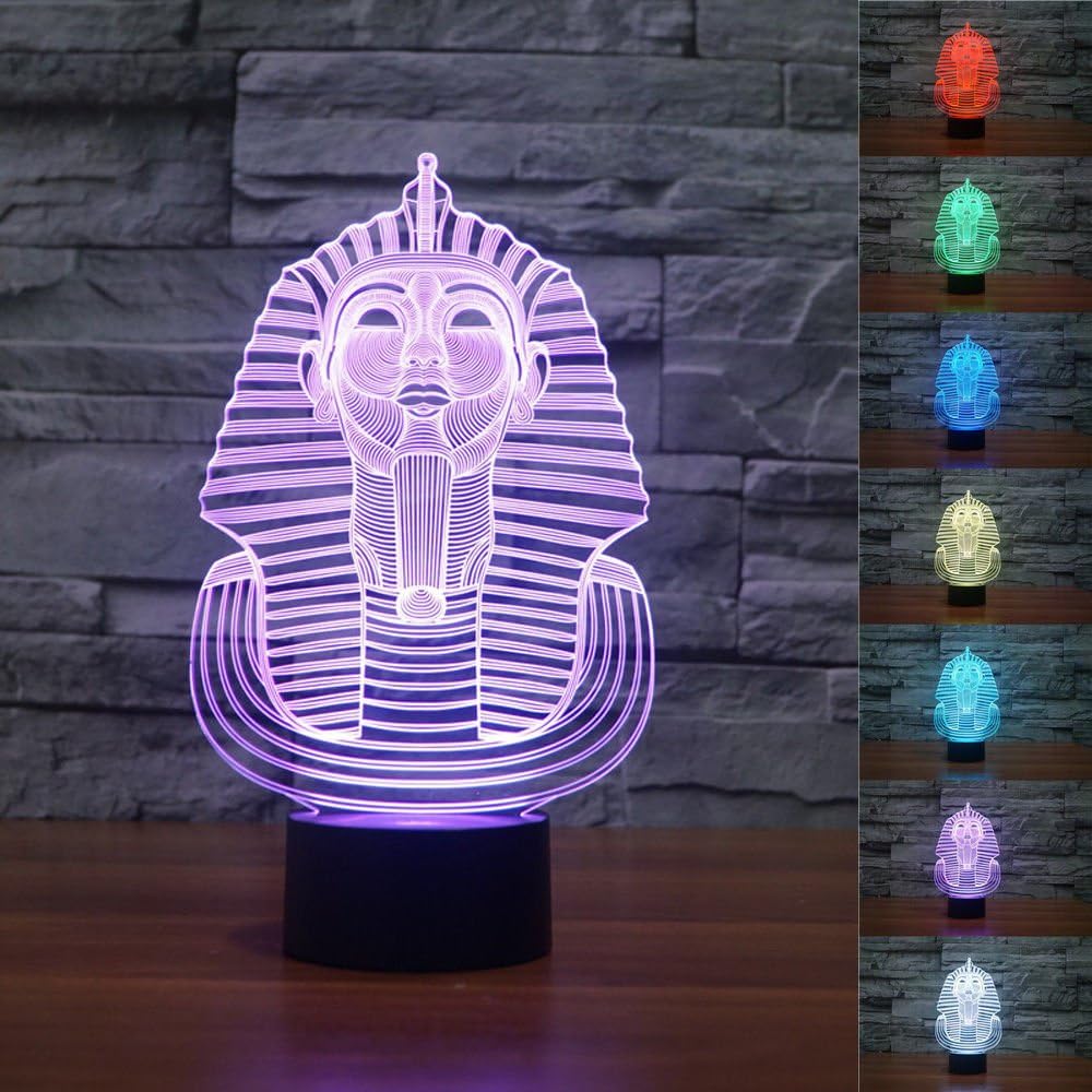Ruumika 3D Egypt sphinx Pharaoh Night Light 7 Color Change LED Table Lamp Xmas Toy Gift