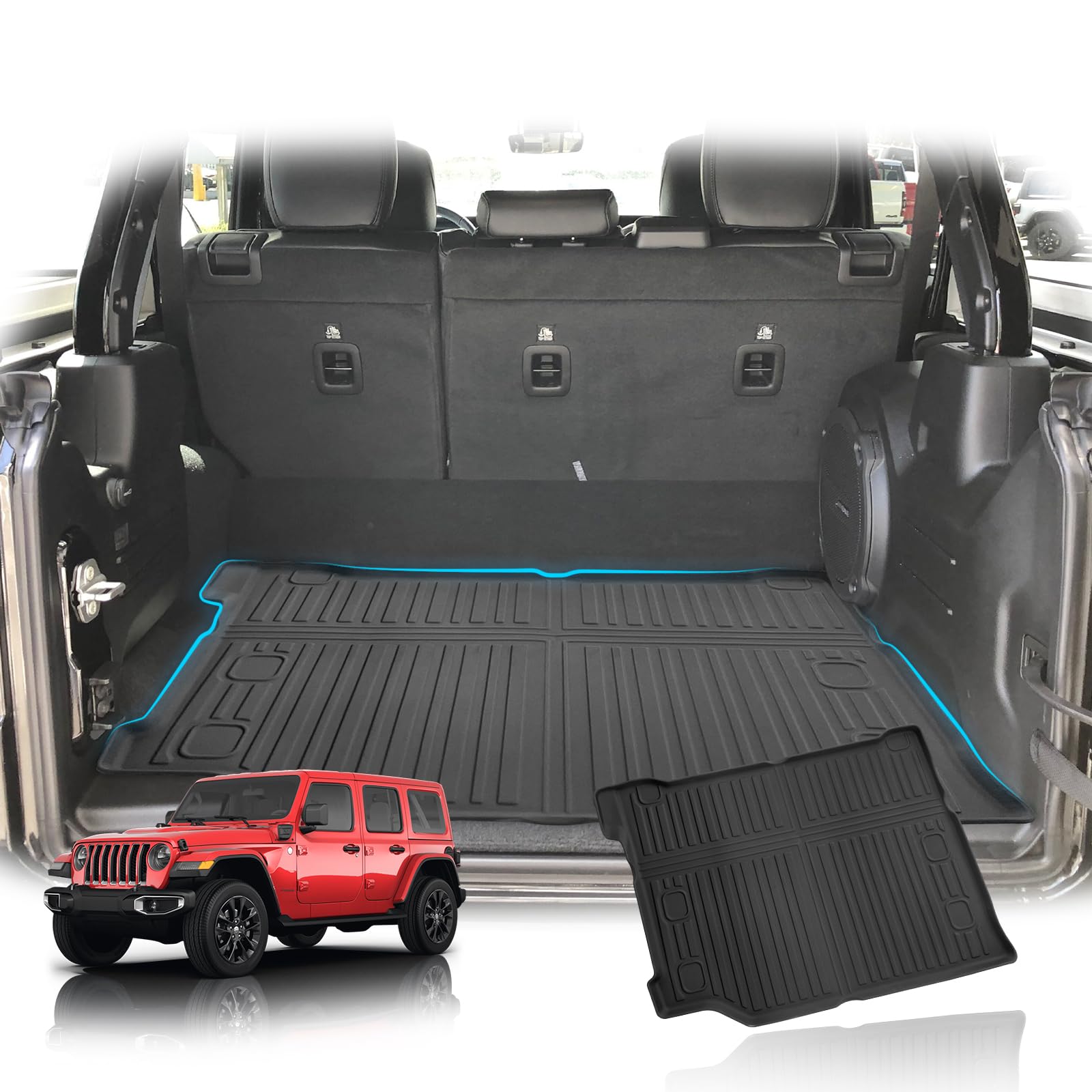 Vasca Baule Su Misura MTM Per Jeep Grand Cherokee IV WK2 2010-2023 | Bordo Alto 5 Cm, Antiscivolo, Impermeabile, Facile Da Pulire, Cod. 1603