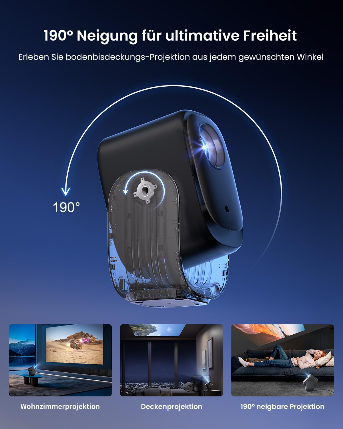 Dangbei N2 mini Smart Beamer mit Ständer, Offizielles Netflix Heimprojektor 1080P Full HD, Autofokus, Trapezkorrektur, Dolby Sound, Tragbarer Video Beamer mit WLAN und Bluetooth für Outdoor/Handy
