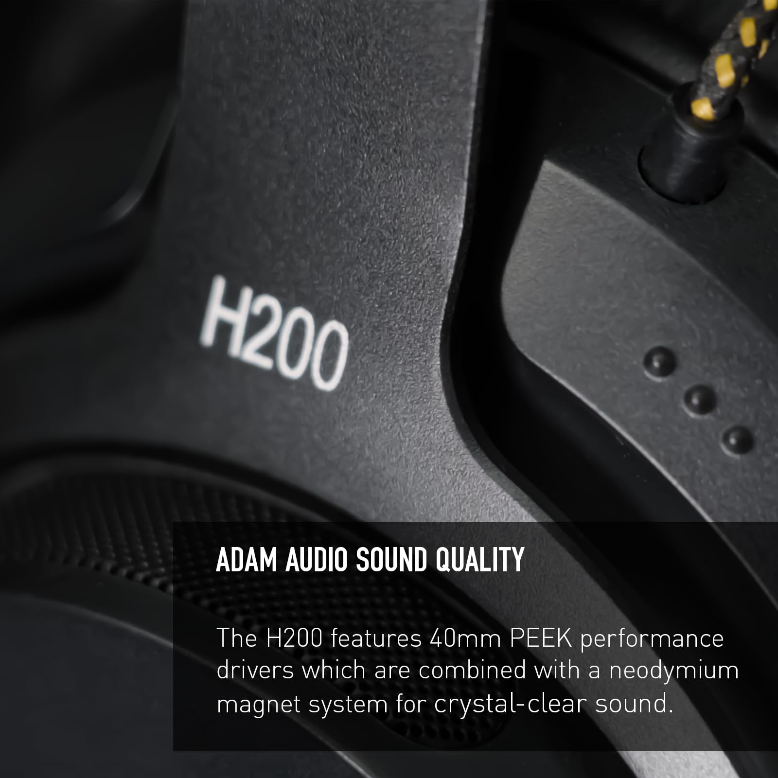 Adam Audio Casque de Studio fermé H200 avec Logiciel d’optimisation et de spatialisation fourni | Câble détachable de 3 m, 2 Hz-23,5 KHz, 32 Ω, coussinets remplaçables, sac de transport