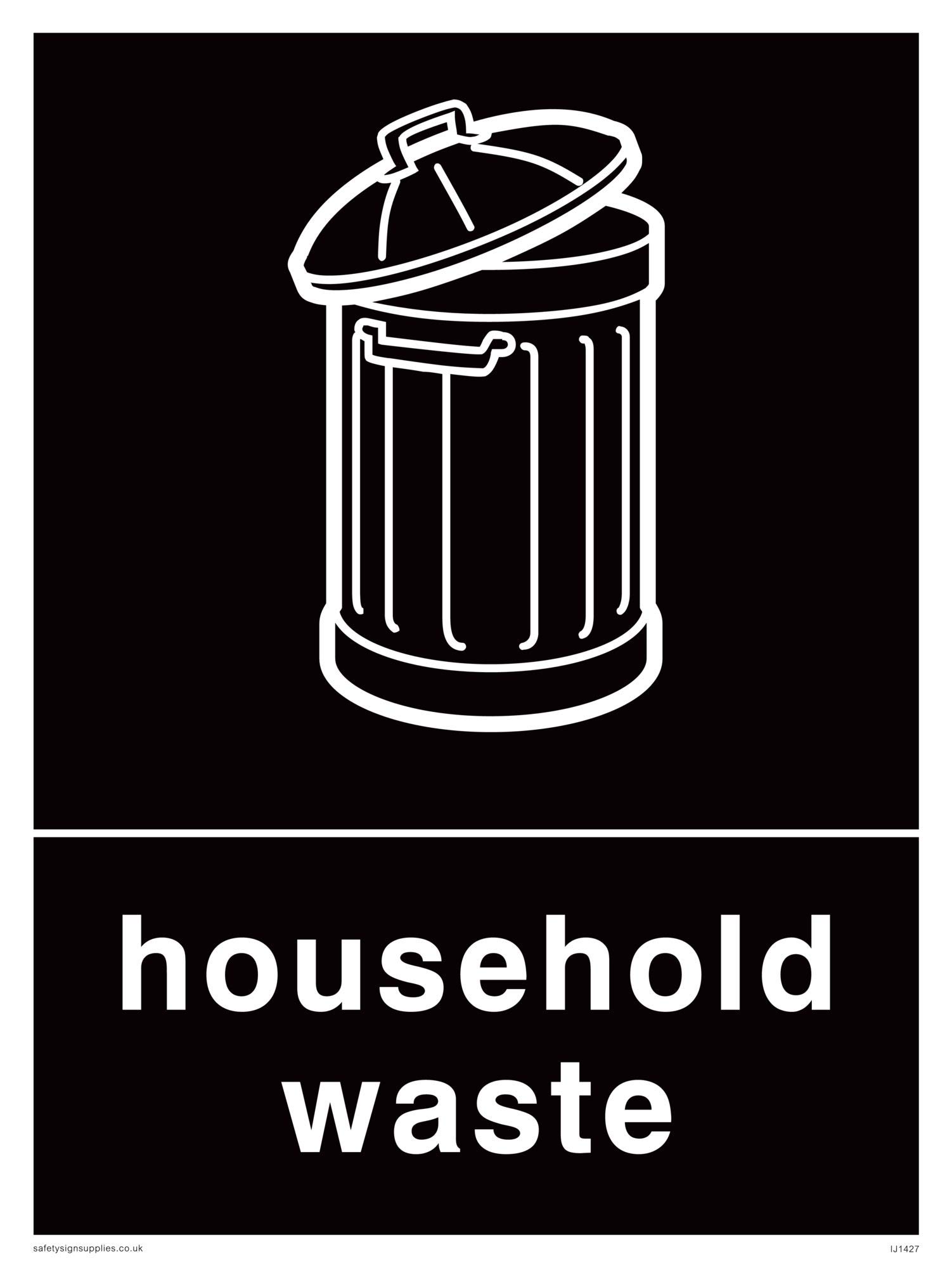 Viking Signs IJ1427-A3P-AC Recycling-Household Waste Sign, Aluminium Composite, 400 mm H x 300 mm W