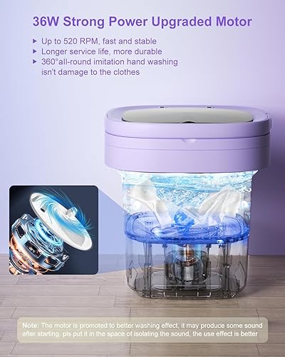 Miniatura 4 de Lavadora portátil, mini lavadora de 16 litros mejorada con cesta giratoria, lavadora plegable de ropa interior, ropa para bebés y ropa pequeña,