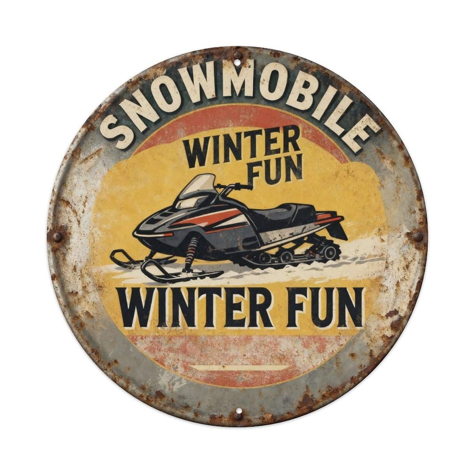 Snowmobile Winter Fun Metal Tin Sign Plaque