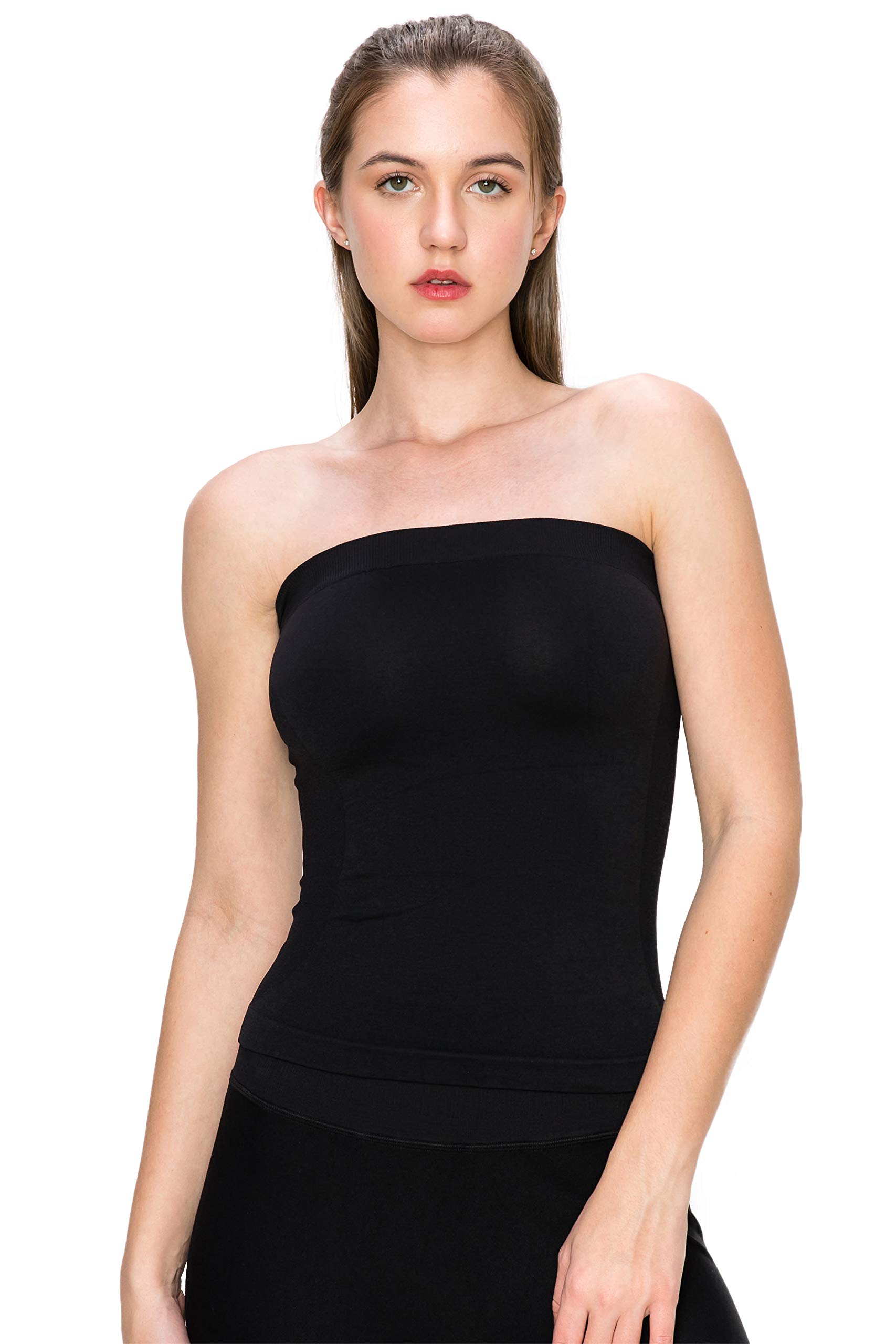 KurveMedium Length Ribbing Side Seamless Tube Top -Made in USA-