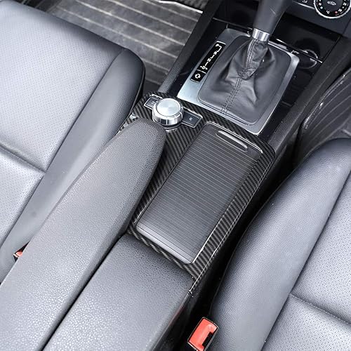 Miniatura 3 de CHEYA ABS estilo fibra de carbono consola central portavasos, cubierta de marco para Mercedes Benz Clase C W204 2008-2013 conducción izquierda