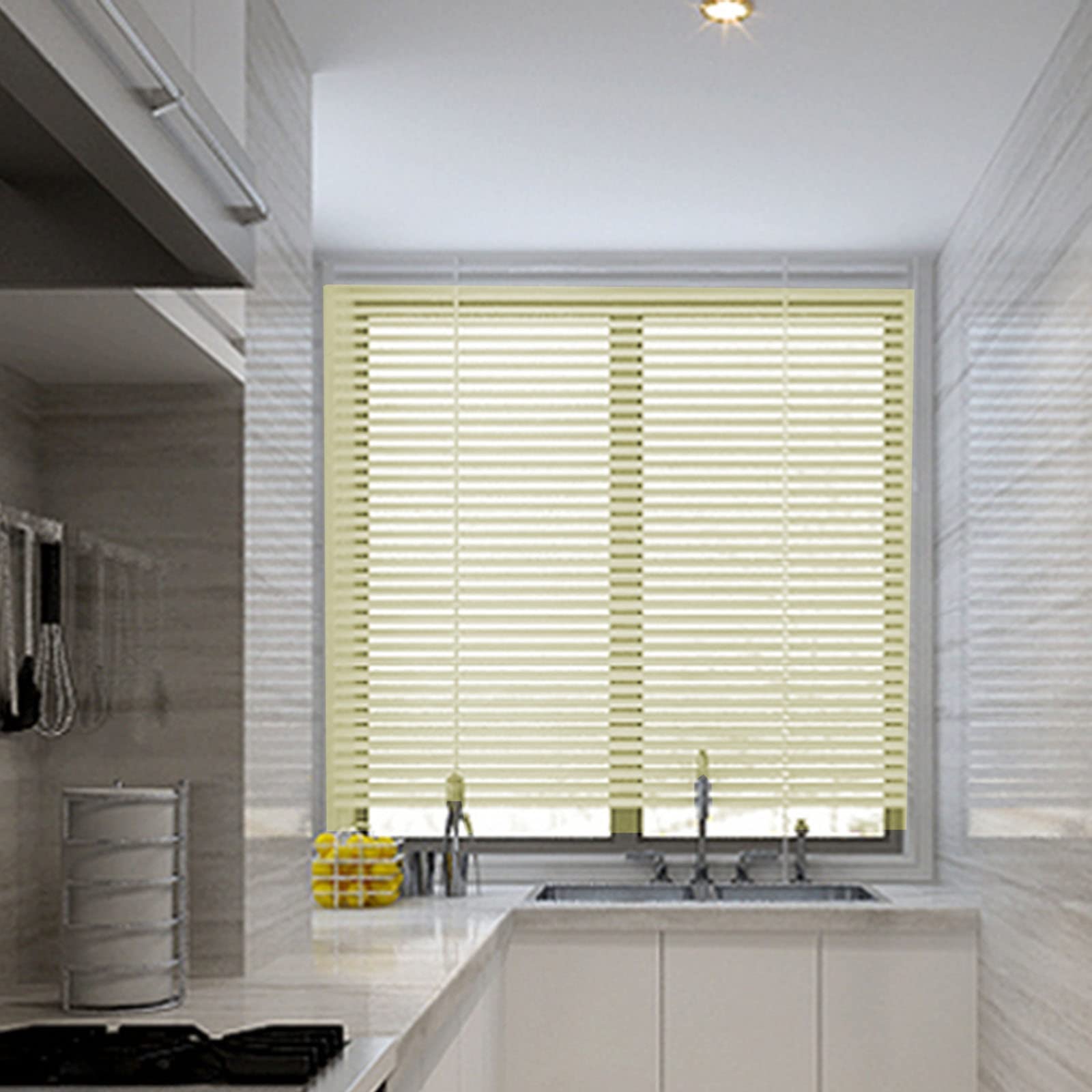 Aluminum Venetian Blind, 5cm Bamboo Slat, Inside/Exterior Mount, Beige Large Balcony Office Sun Shade, 80/100/120/140cm Wide (Size : 140x200cm(55x78in))