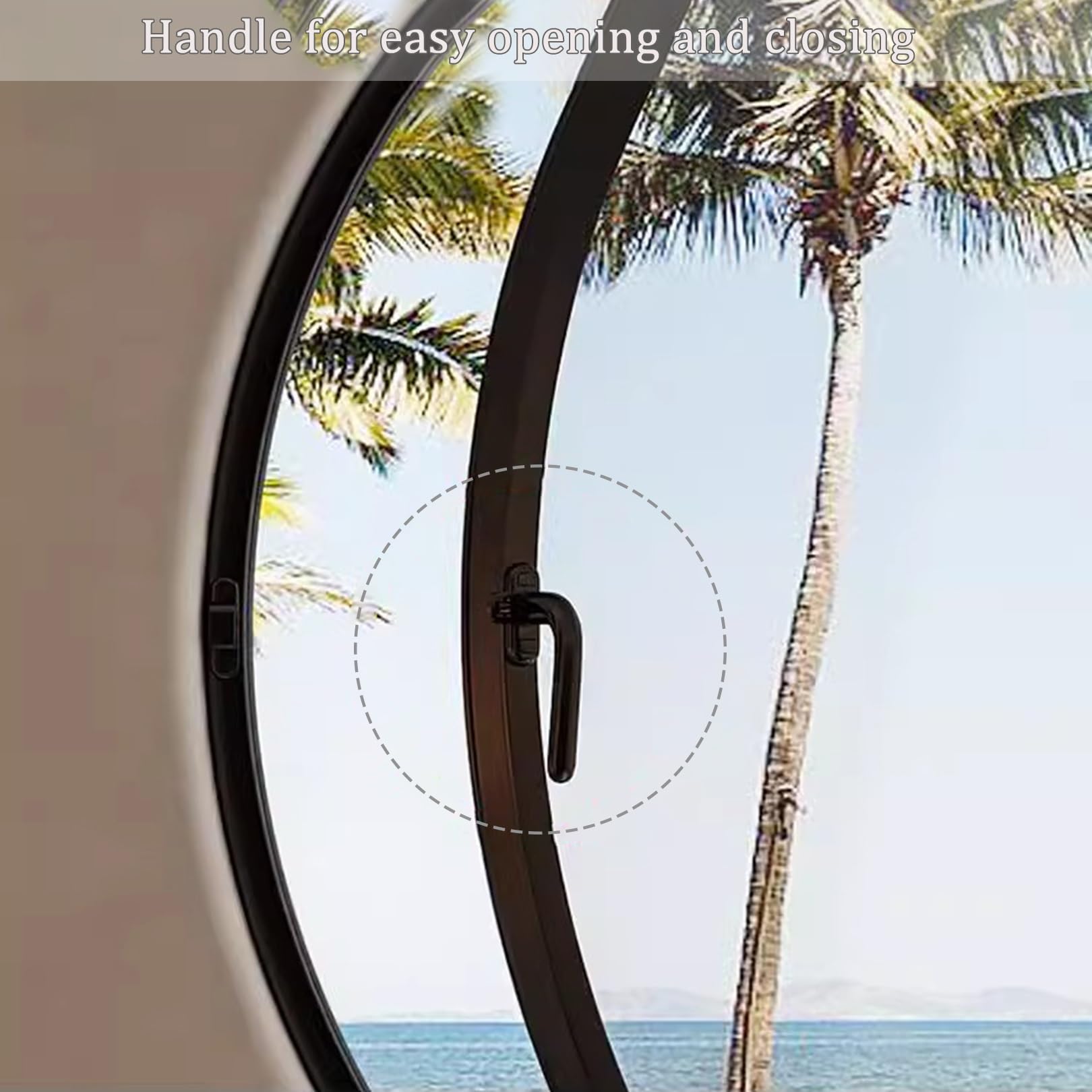 Rundfenster 360° drehbares rundes Fenster aus gehärtetem Glas Glasfenster Aluminiumlegierung(Wit,60cm/23.62in)