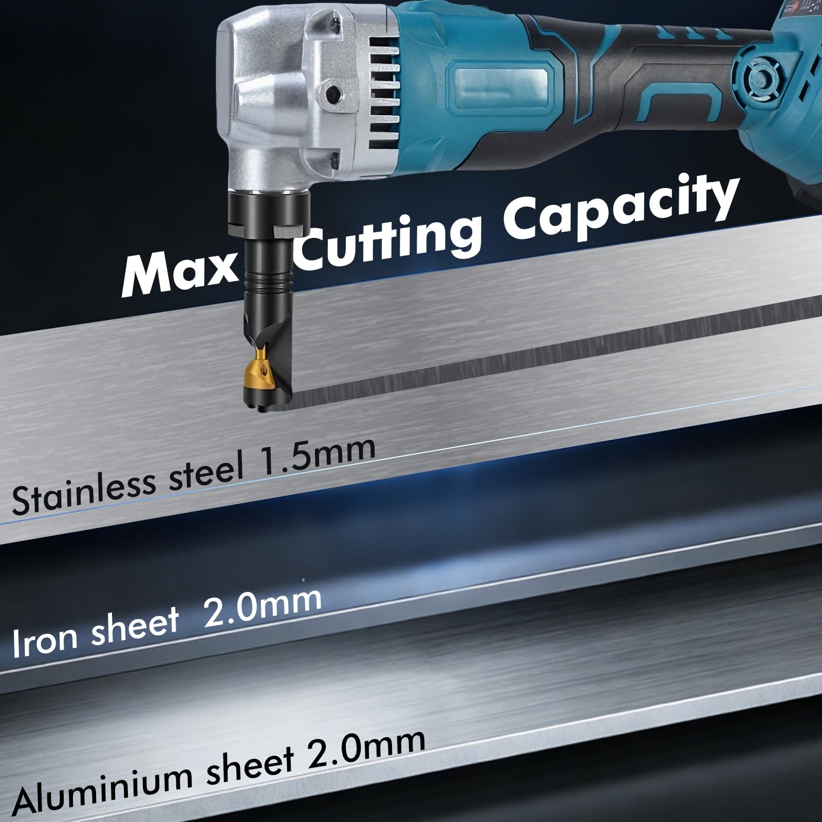 Makita Compatible Grignoteuse Électrique Sans Fil 950W 18V 3.5m/min 1900 SPM Tête Rotative 360° 3 Vitesses