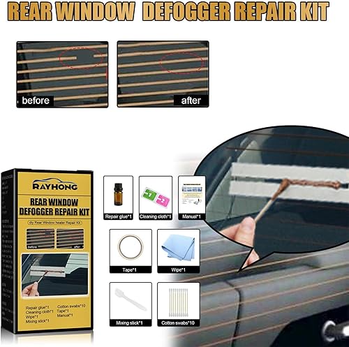 Miniatura 3 de Kit de reparación de parabrisas, kit de reparación de desempañador de automóvil, kit de reparación de desempañador de ventana trasera para arañazos