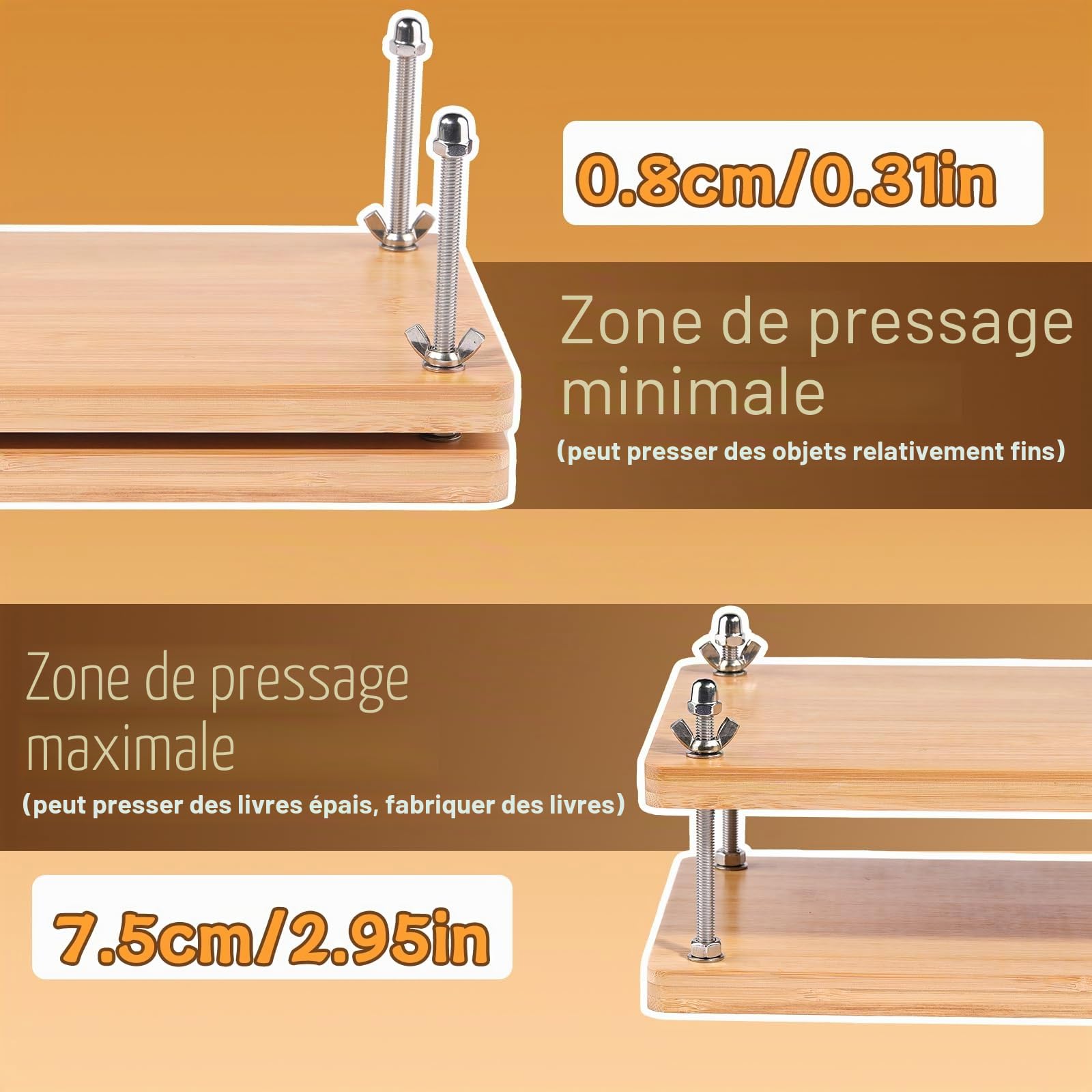 Wankon Kit de reliure pour livres, outils et matériaux de reliure avec presse en bois (30 x 19,2 cm), pliage et couverture de livre