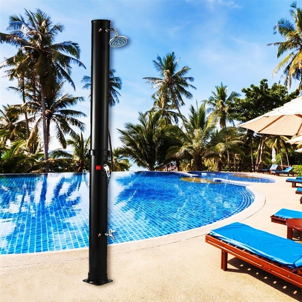 Portable Solar Outdoor Shower,W/Shower Head and Foot Shower Tap, Outside Shower for Poolside Pool Spa Backyard Beach