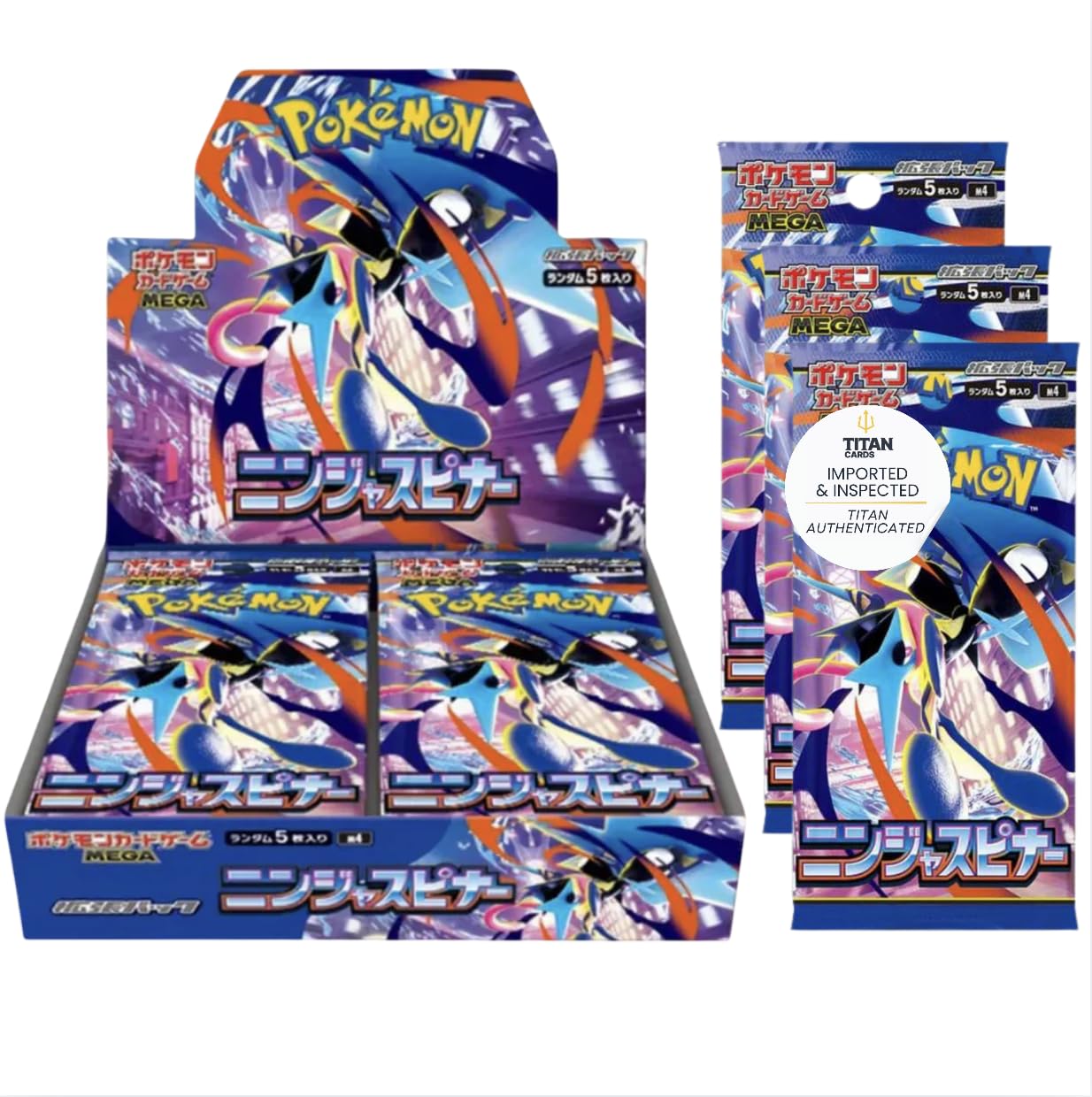 Pokemon TCG Ninja Spinner Japanese Booster Box (30 Packs) | Chaos Rising Japanese Pokémon Cards | Mega Evolution Series | 5 Cards per Pack | Titan Authenticated