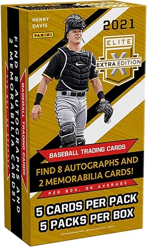 2021 Panini Elite Extra Edition Baseball Hobby Box (5 Packs/5 Cards; 8 Autos, 2 Mems)