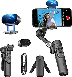 Estabilizador gimbal para smartphone AOCHUAN XE Versão IA, rastreamento por IA sem app, controle gestual, rotação 360°, 3 eixos, tripé, portátil, dobrável, para iPhone/Android, TikTok/YouTube (preto)