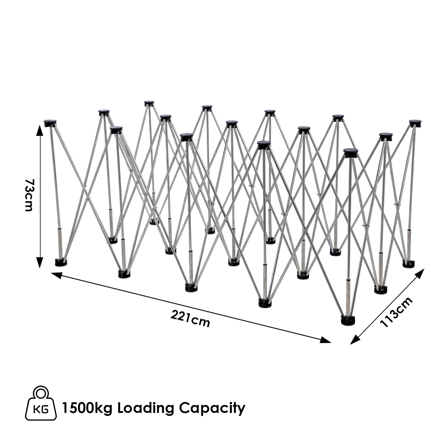 TOPWAY Przenośny składany stojak roboczy 221 x 113 x 73 cm, nośność 1500 kg, płyta z płytek, blat roboczy, stół warsztatowy, wsparcie dla konia piły z torbą transportową
