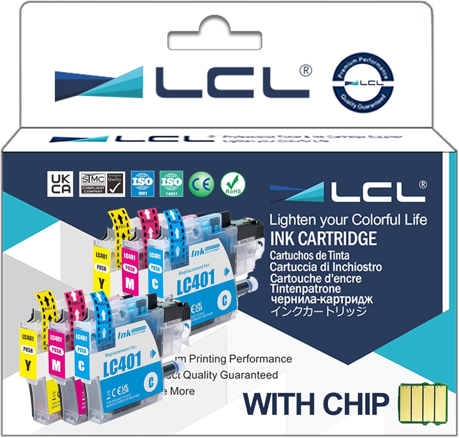 LCL LC401 Color Ink Cartridges Replacement for Brother LC401 LC 401 Ink Compatible with Brother MFC-J1010DW MFC-J1012DW MFC-J1170DW Printers (6-Pack 2Cyan 2Magenta 2Yellow)