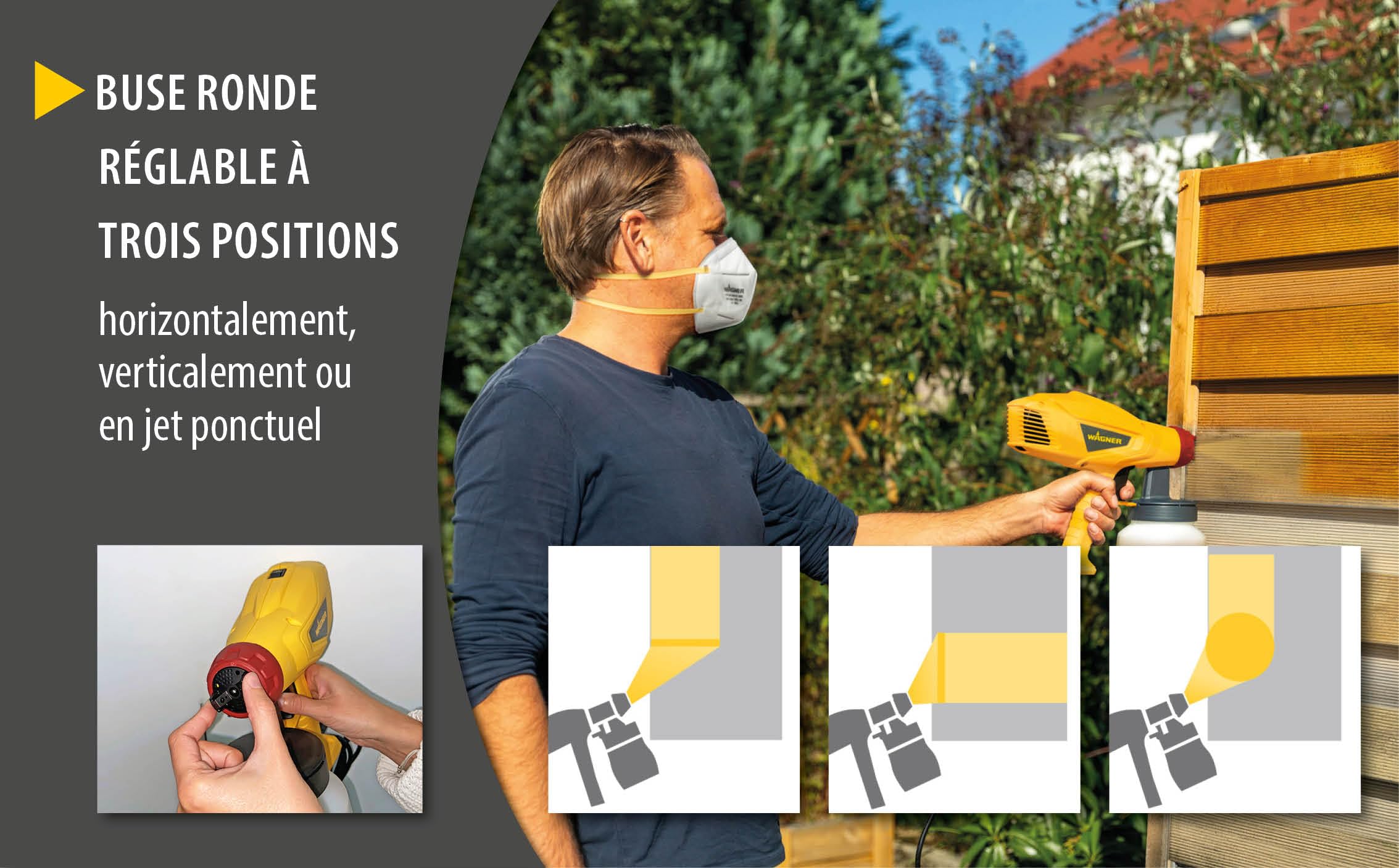 WAGNER Pistolet à peinture W 125 Wood&Metal Sprayer pour vernis et lasures en l'intérieur et l'extérieur, 5 m²-10 min, Yellow, Noir, Rouge, réservoir de 600 ml, 350 W