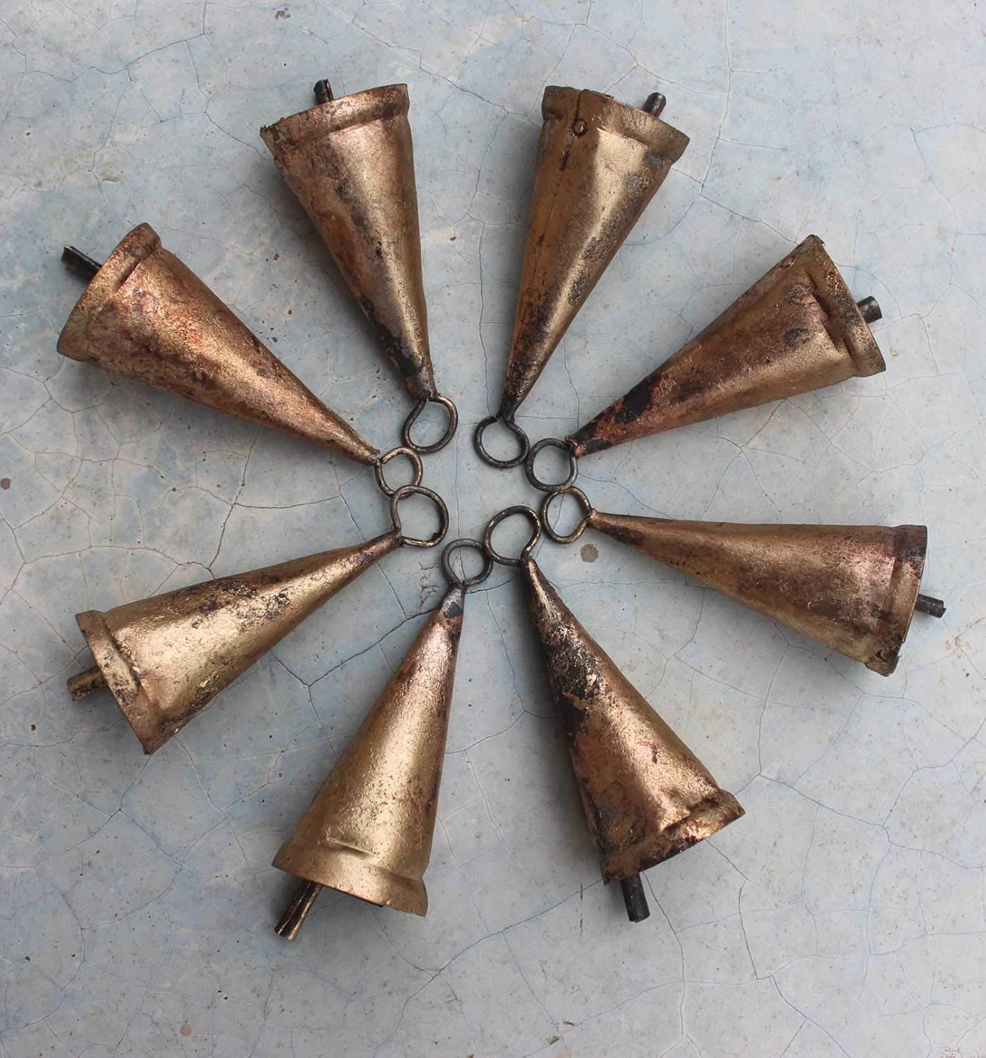 Mango Gifts Vintage Rustic Iron Tin Bells Chimes Craft Bells Christmas Jingle Bell Cone Shape 2.75" H ( Set of 18 Pieces ) : Arts, Crafts & Sewing