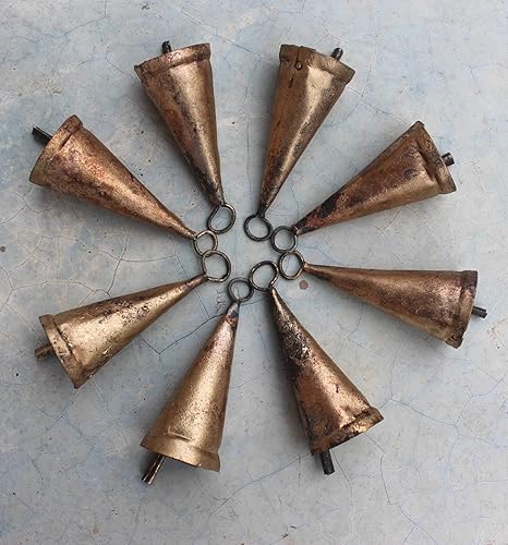 Miniatura 4 de Mango Gifts Campanas de lata de hierro rústico vintage, campanas de viento, campanas de manualidades, cascabeles de Navidad, campanas con forma de