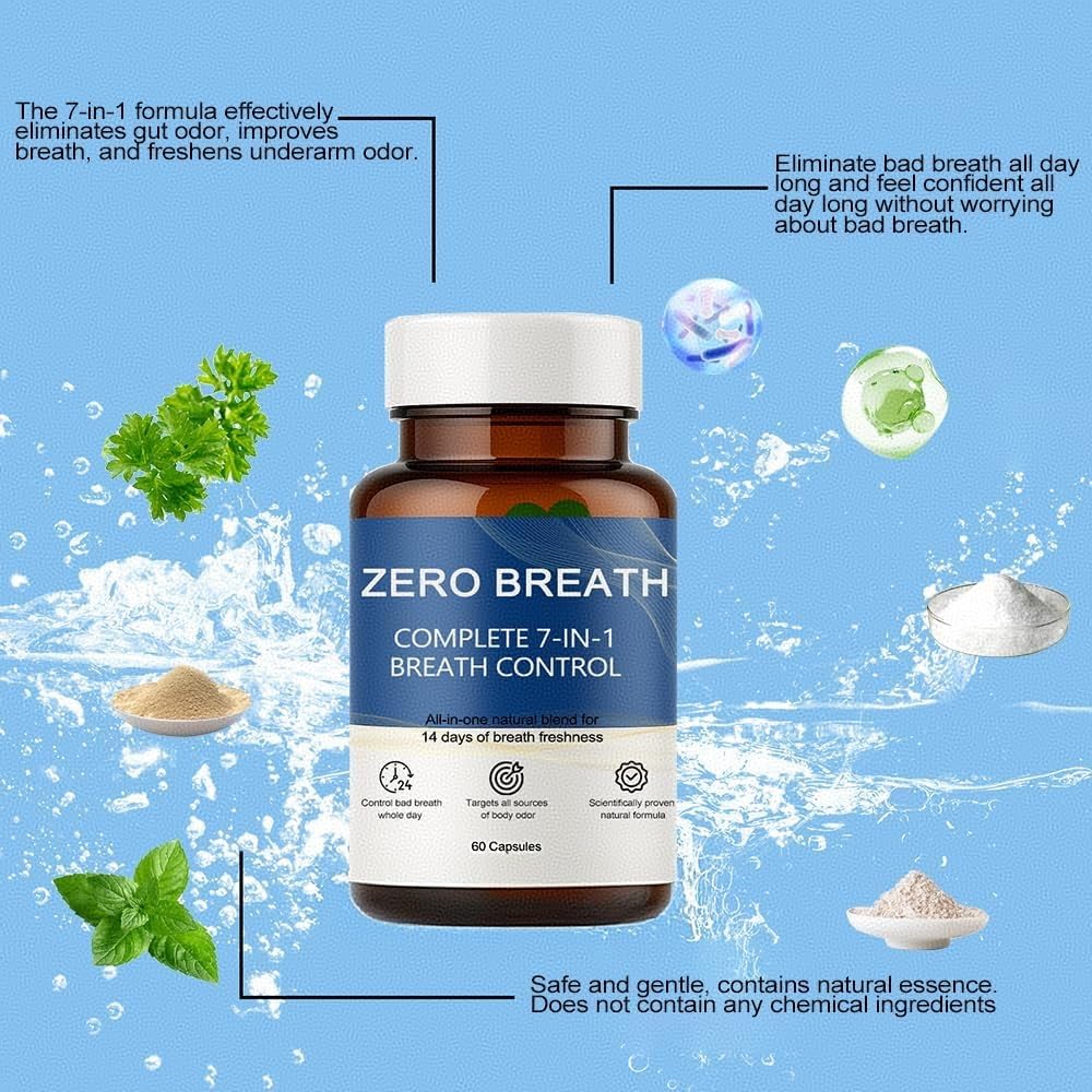 Solution 7 en 1 contre la mauvaise haleine Zero Breath, fraîcheur de l'haleine en 14 jours, contrôle naturel des odeurs,1PCS