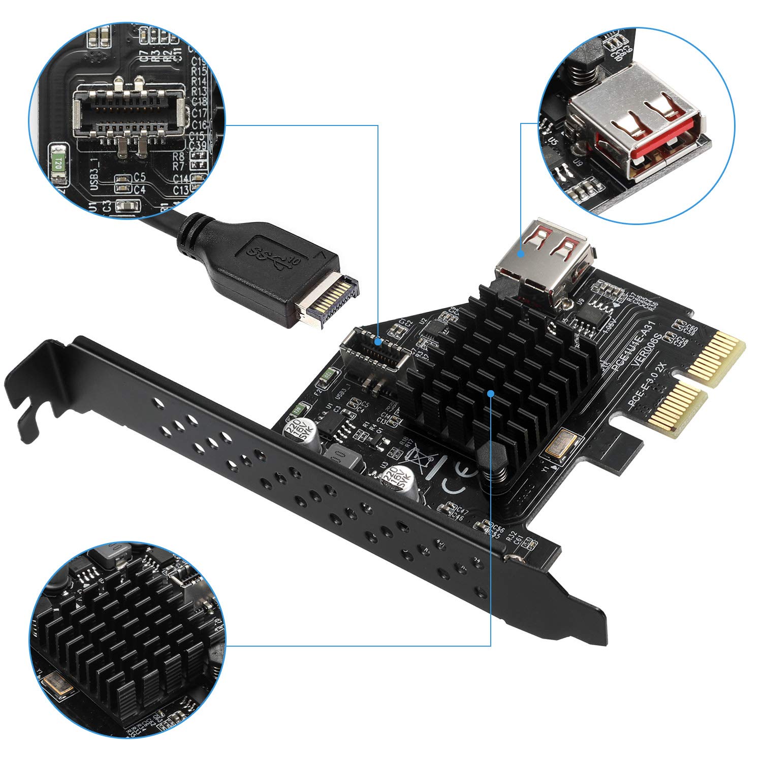 Scheda PCIE USB 3.0 - 6 Porte (Tipo C, Tipo A, Tipo E) Per PC Desktop, Windows - Foto 11