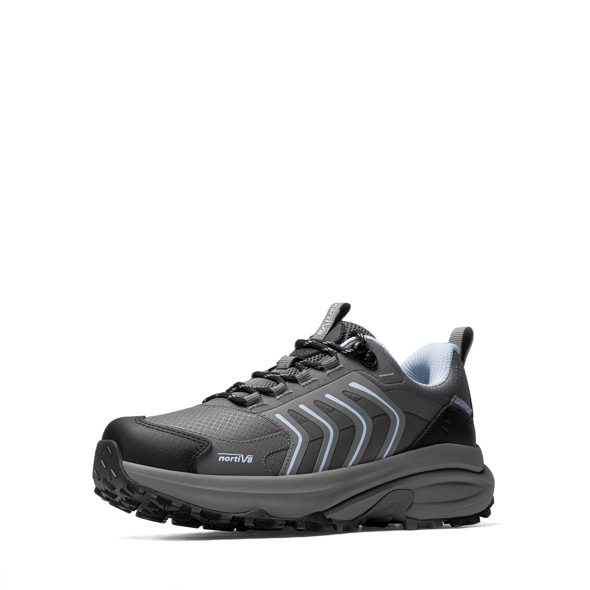 NORTIV 8 Women's Waterproof Hiking Shoes Lightweight for Walking All Day Comfort Non-Slip Outdoor Trekking Camping Climbing Fashion Sneakers Armadillo FieldLite,Size 5,Dark Grey,SNHI26003W