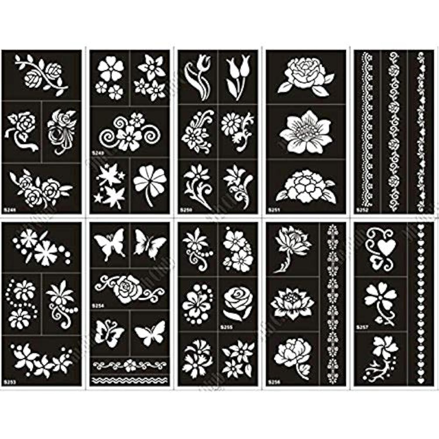 Xmasir Airbrush Henna Tattoo Stencil for Women Finger Face Body Painting Children Glitter Tattoo Template 18 x 8.5cm (1)