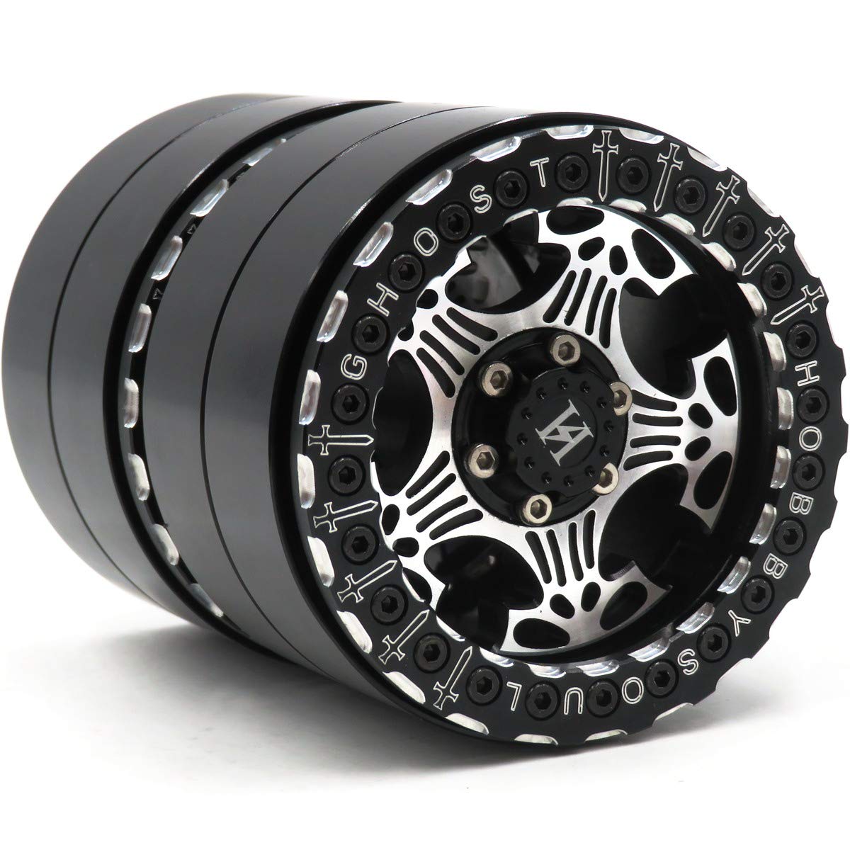 Photo 1 of HOBBYSOUL Wide 1.6'' / 41mm RC Heavy Aluminium 2.2 beadlock Wheels Rims Silver Black Color for RC Mud Crawler Redcat Gen8 Everest gen 7 Pro/Axial Ryft Capra Wraith Scx10 iii / TRX4, (2-Pack)