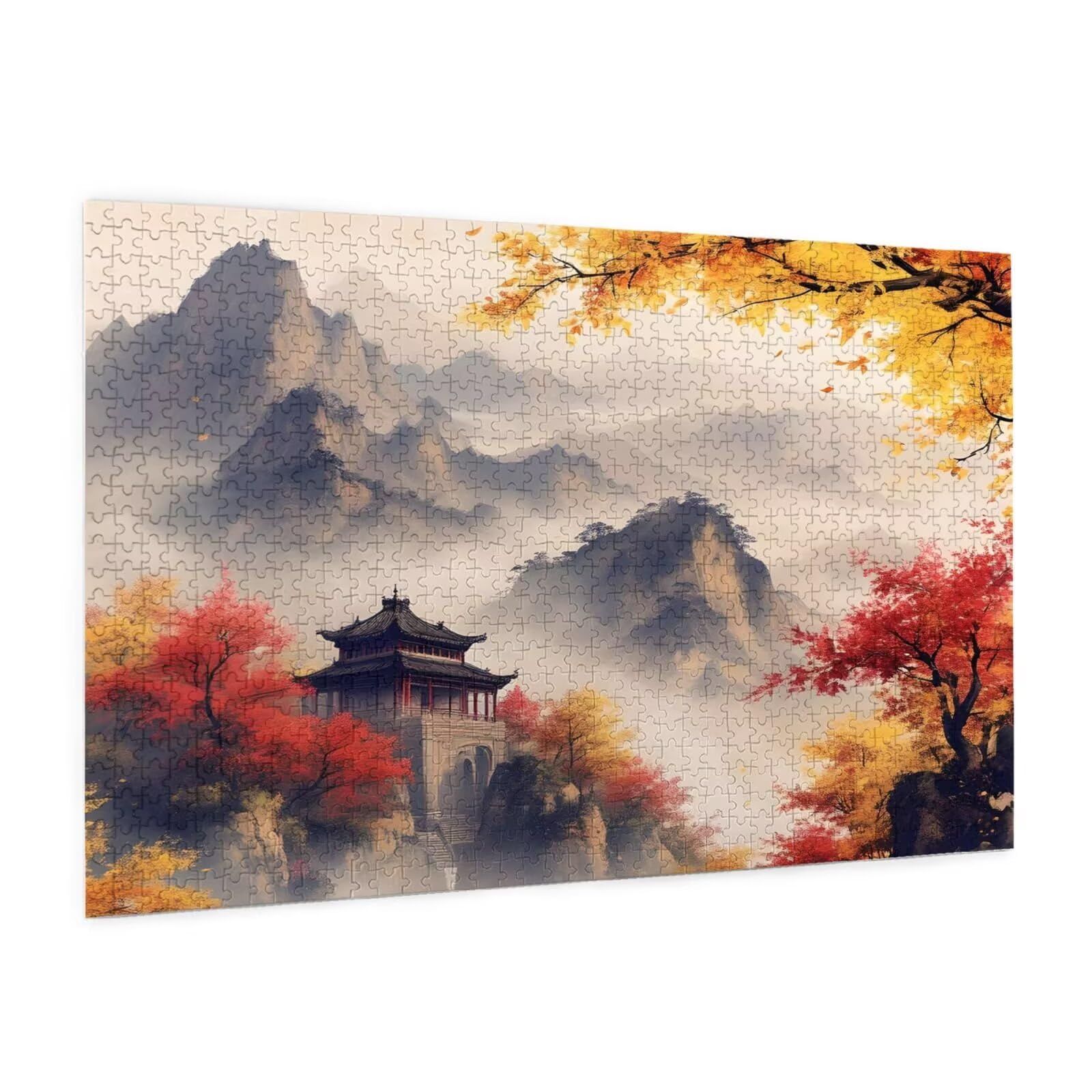 Jesienne puzzle 5000 sztuk krajobraz puzzle dla dorosłych początkujący z pudełkiem prezentowym, interaktywne puzzle rodzinne wymagające wyzwania, stresujące do domu dekoracje ścienne sztuka prezent