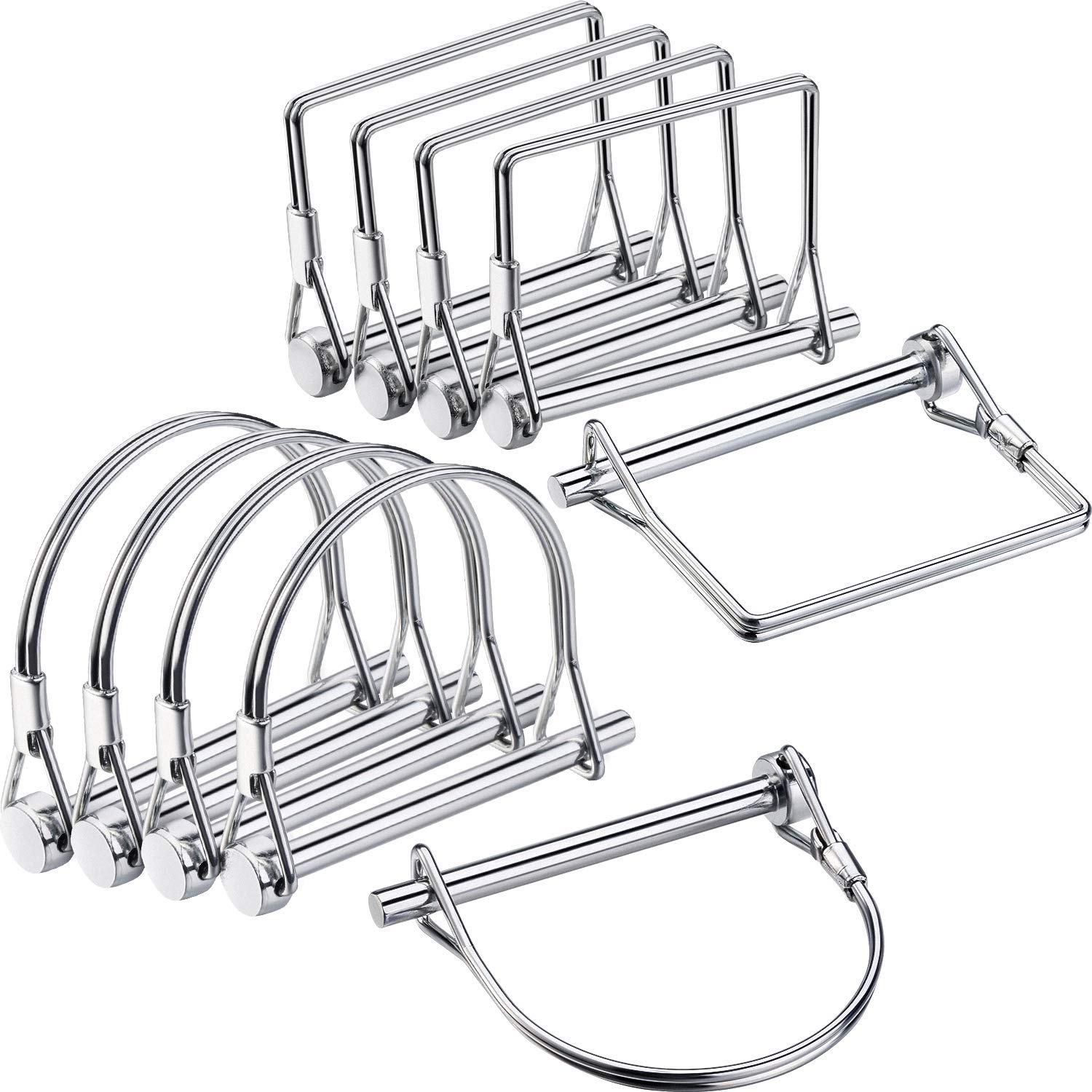 Tatuo 10 Pieces Shaft Locking Pin Safety Coupler Pin 1/4 Inch Diameter in 2 Shapes of Square and Arch (Silver)
